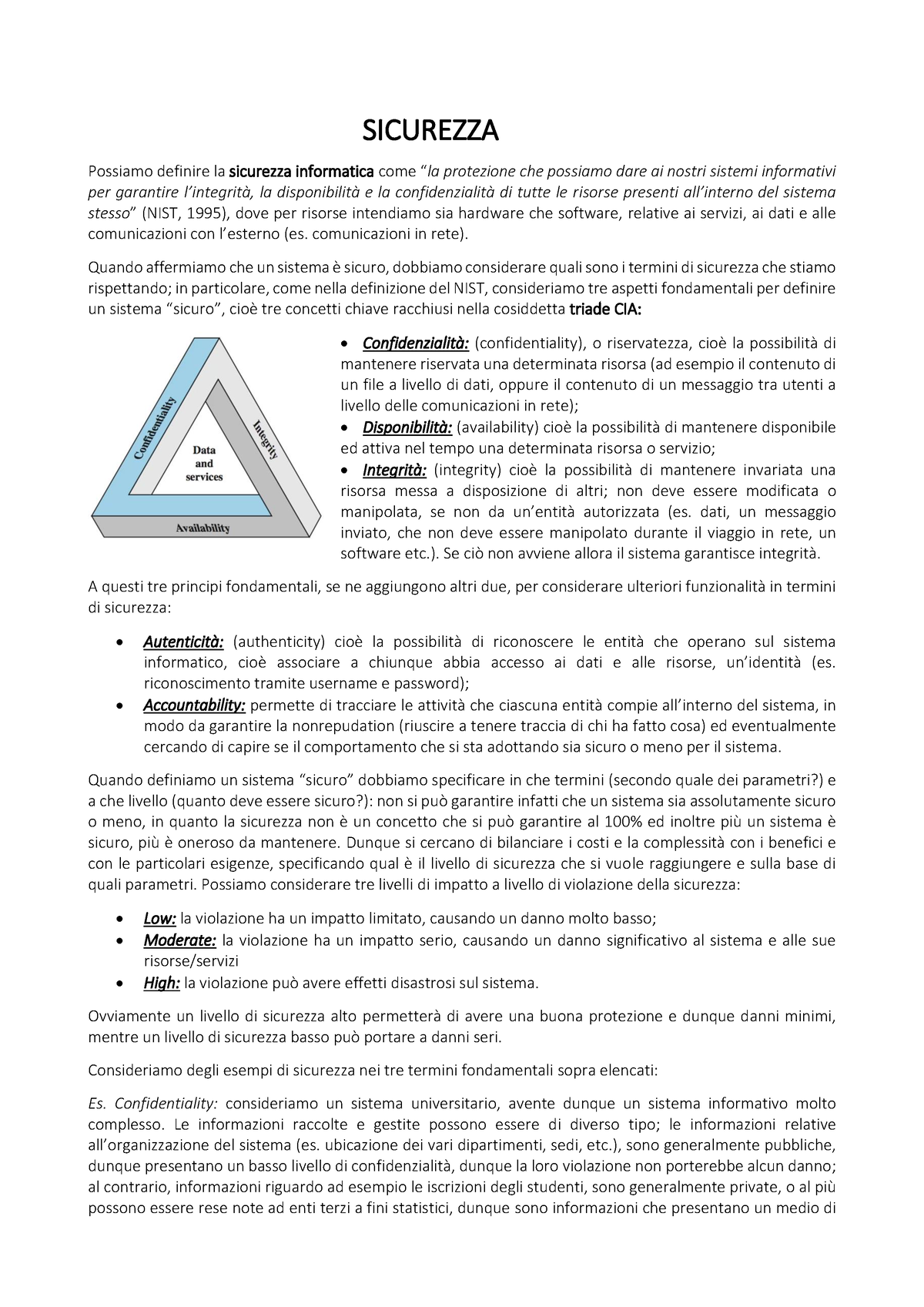 7 Sicurezza Triade Cia Terminologia Possibili Minacce E Soluzioni