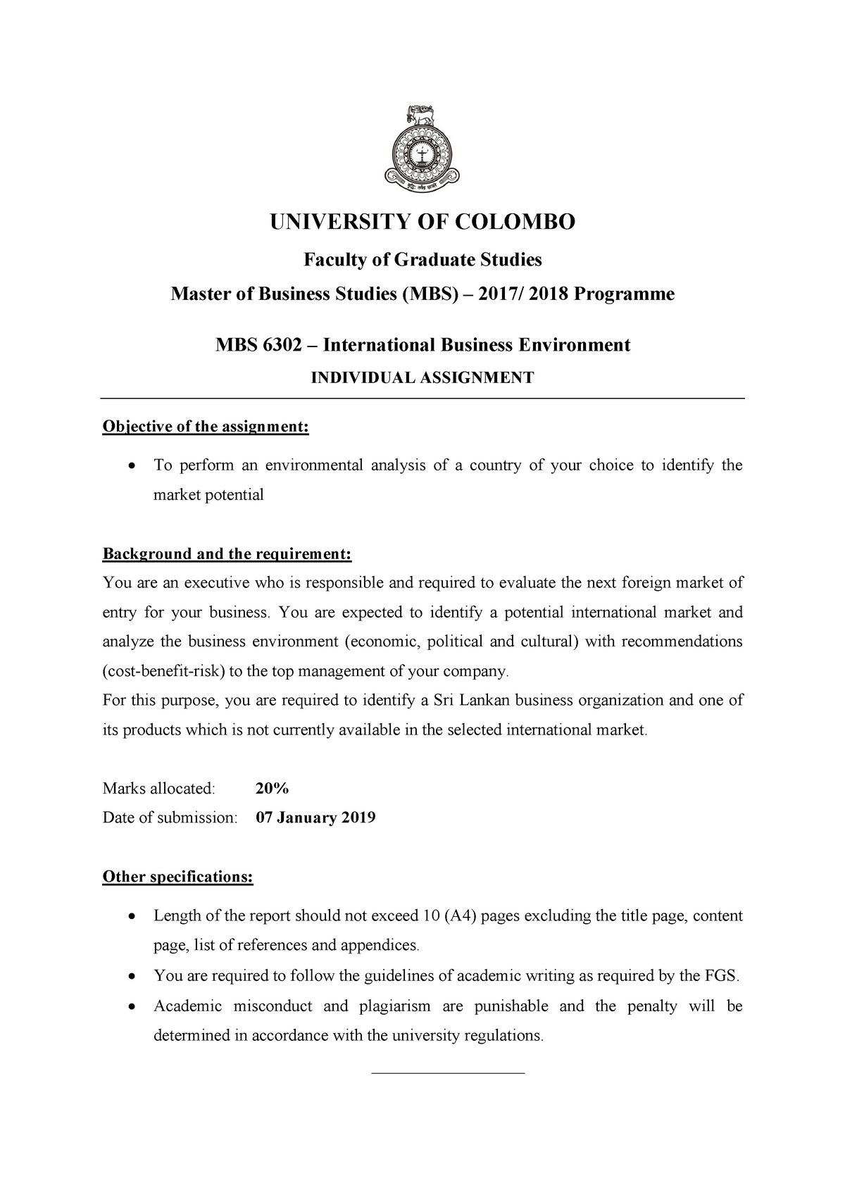 assignment colombo pdf