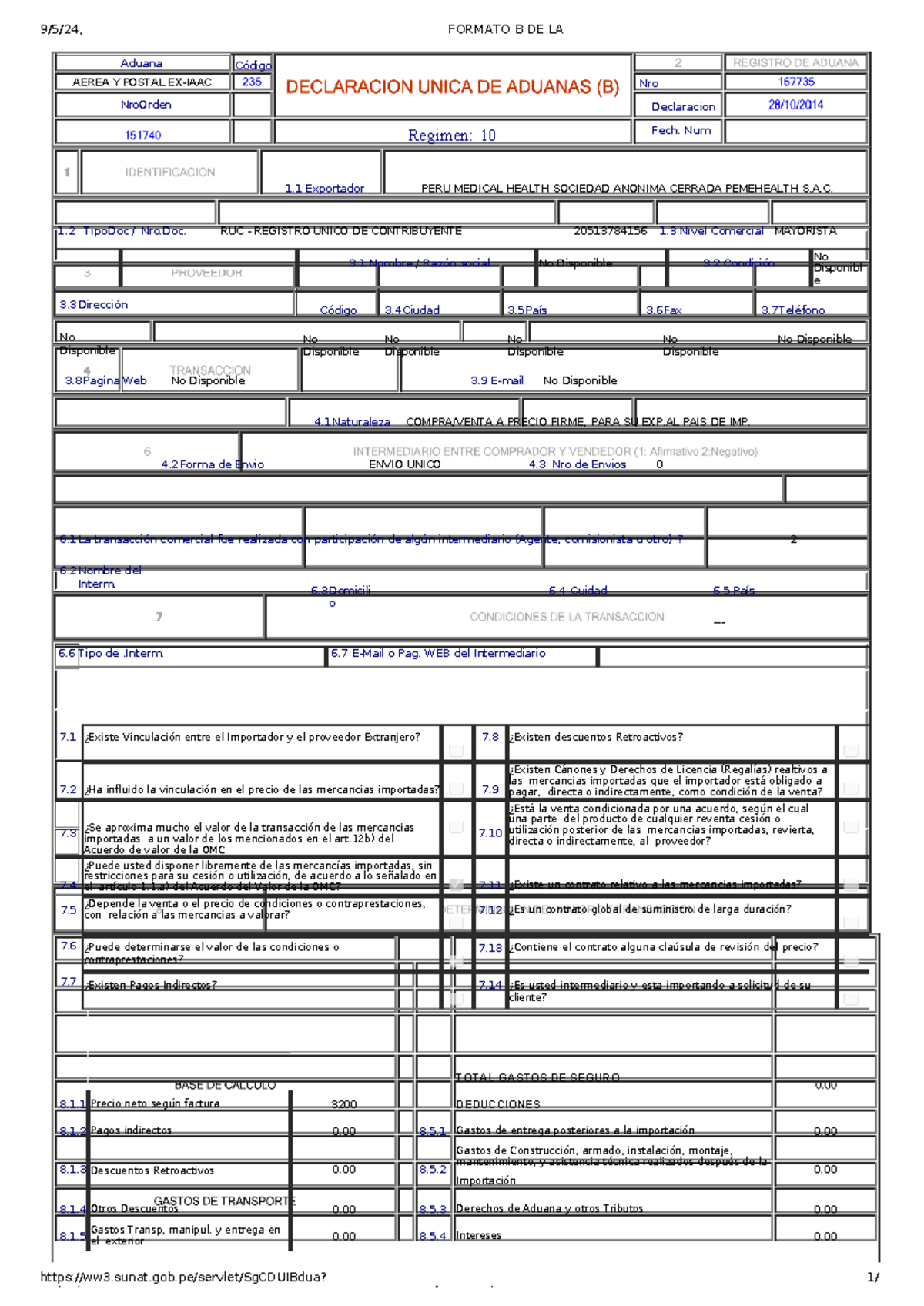 Formato B DE LA DUA - Informe - 9/5/24, 0: FORMATO B DE LA DUA Ww3 ...