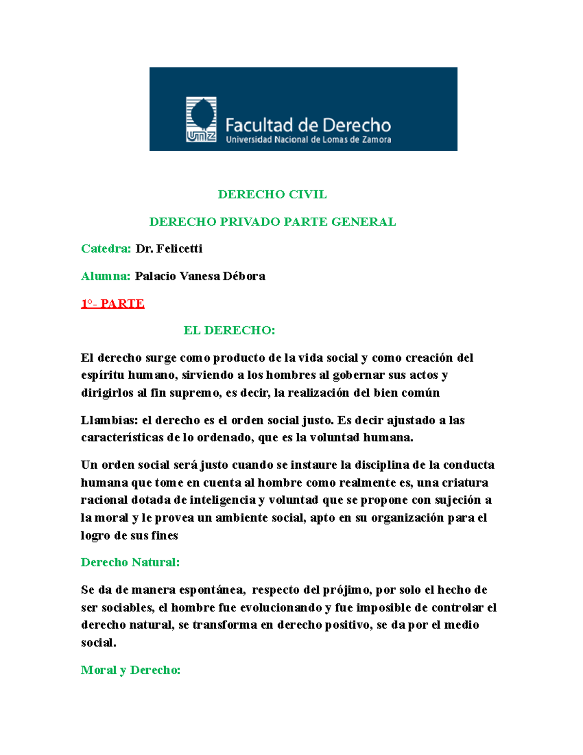 Derecho Privado Parte General Resumen DE LA Materia - DERECHO CIVIL ...