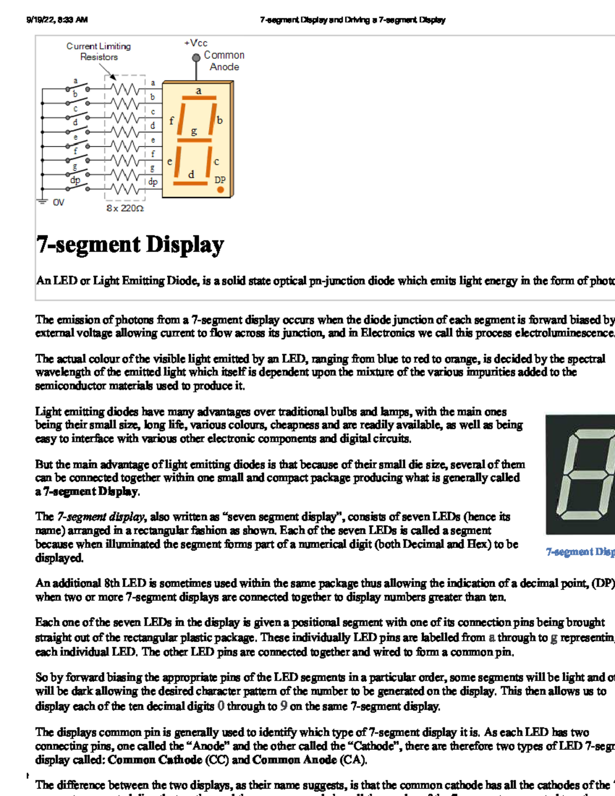 7-segment Display and Driving a 7-segment Display - ! " - Studocu