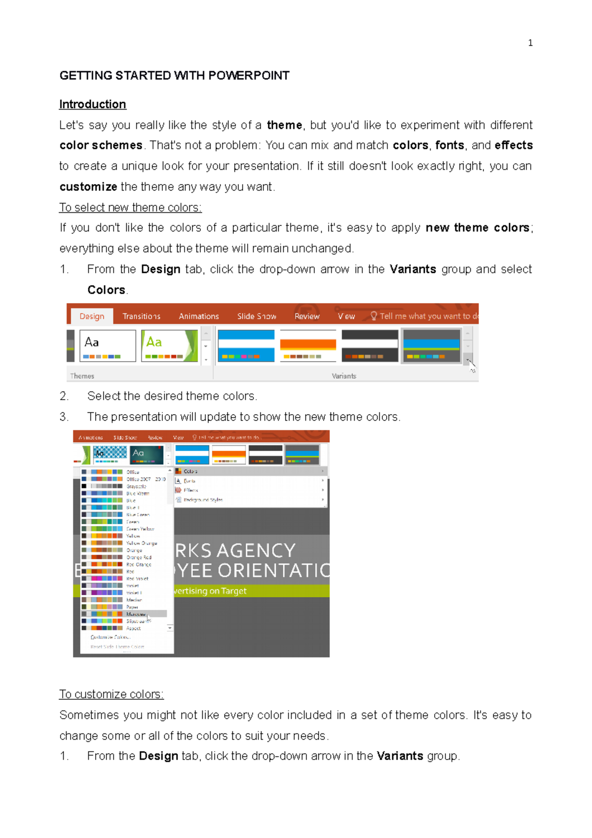Powerpoint Manual - GETTING STARTED WITH POWERPOINT Introduction Let's ...