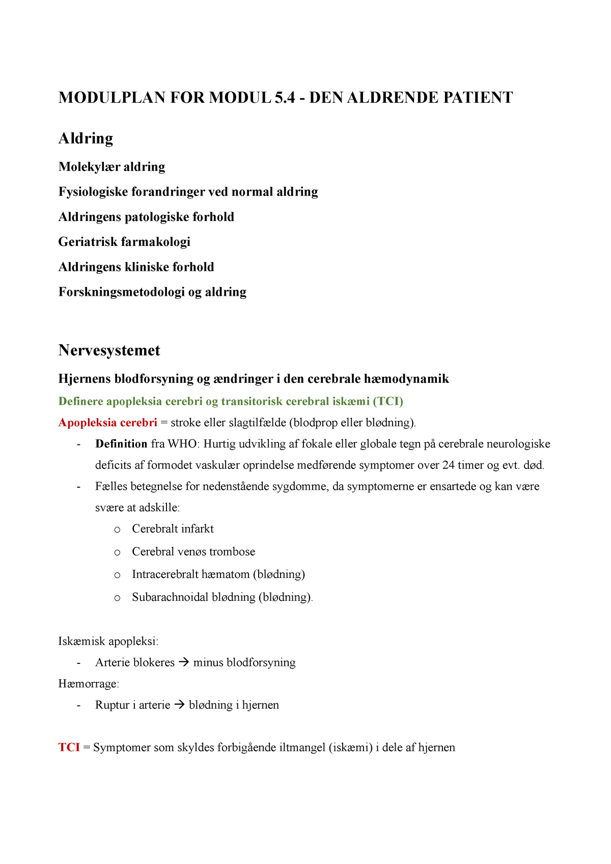 Modulplan - MODULPLAN FOR MODUL 5 - DEN ALDRENDE PATIENT Aldring ...