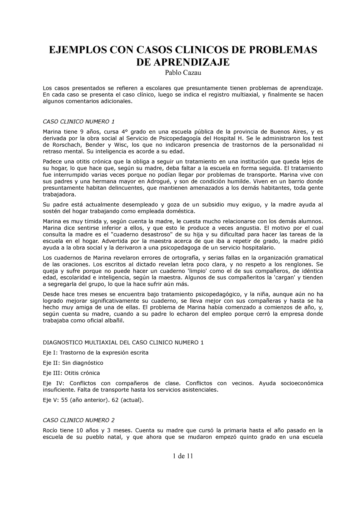 122901606 Ejemplos De Casos Clinicos En Trastornos De Aprendizaje Ejemplos Con Casos Clinicos 