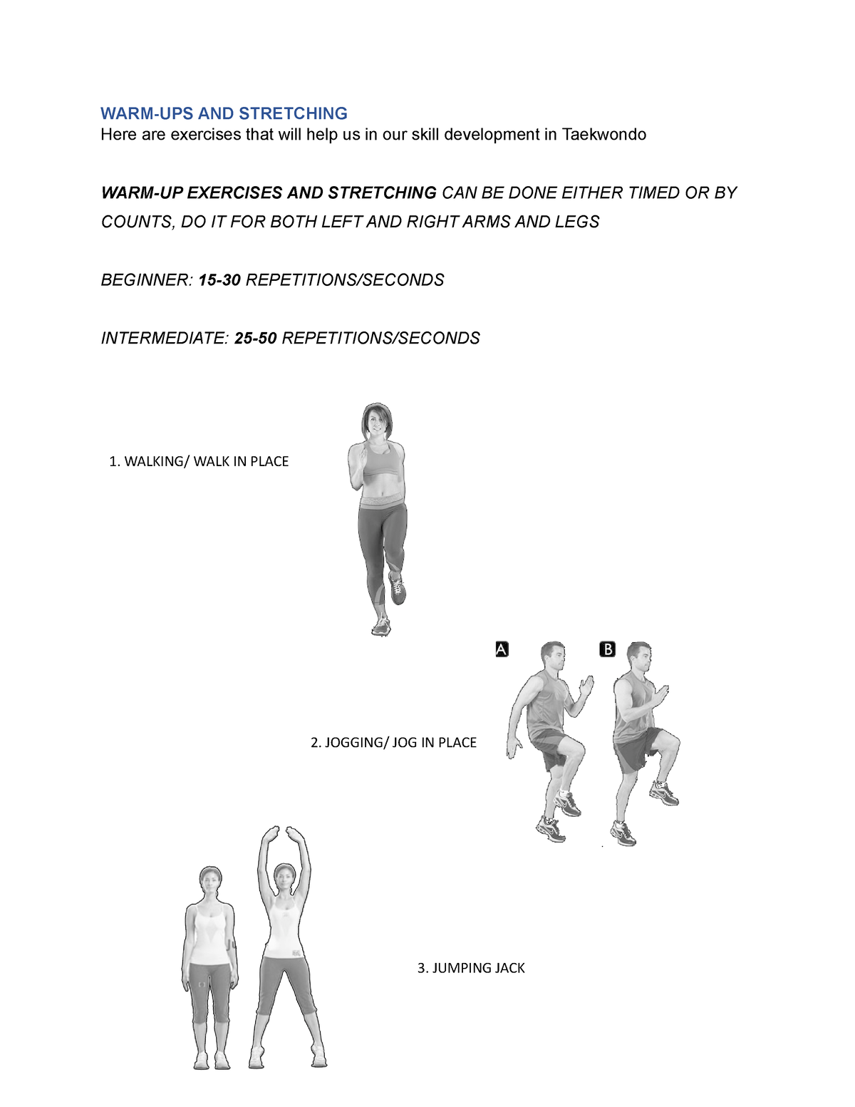 Warm-ups and Stretching in P.E. - WARM-UPS AND STRETCHINGHere are ...