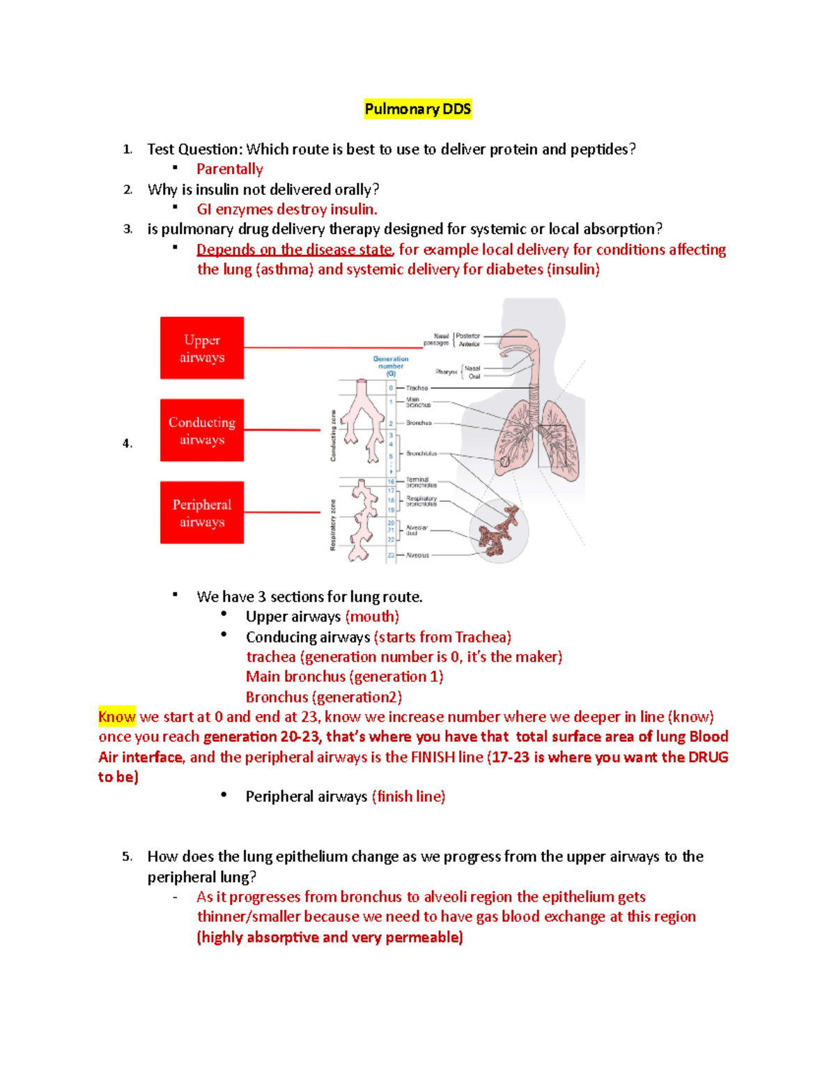 Pulmonary DDS - FINAL EXAM NOTES - Pulmonary DDS 1. Test Question ...