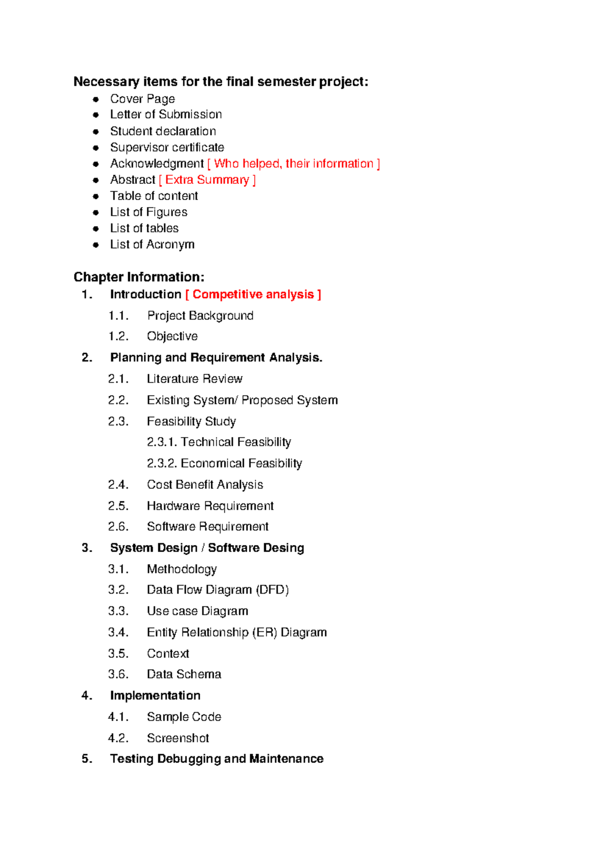 Project Paper guideline 2024 - Necessary items for the final semester ...