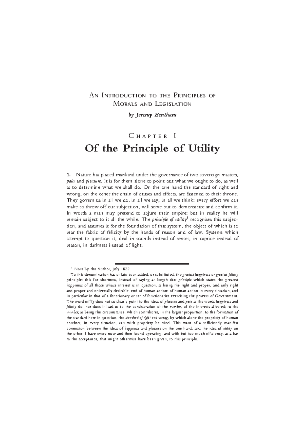 Bentham Of the Principle of Utility 17 An Introduction to the