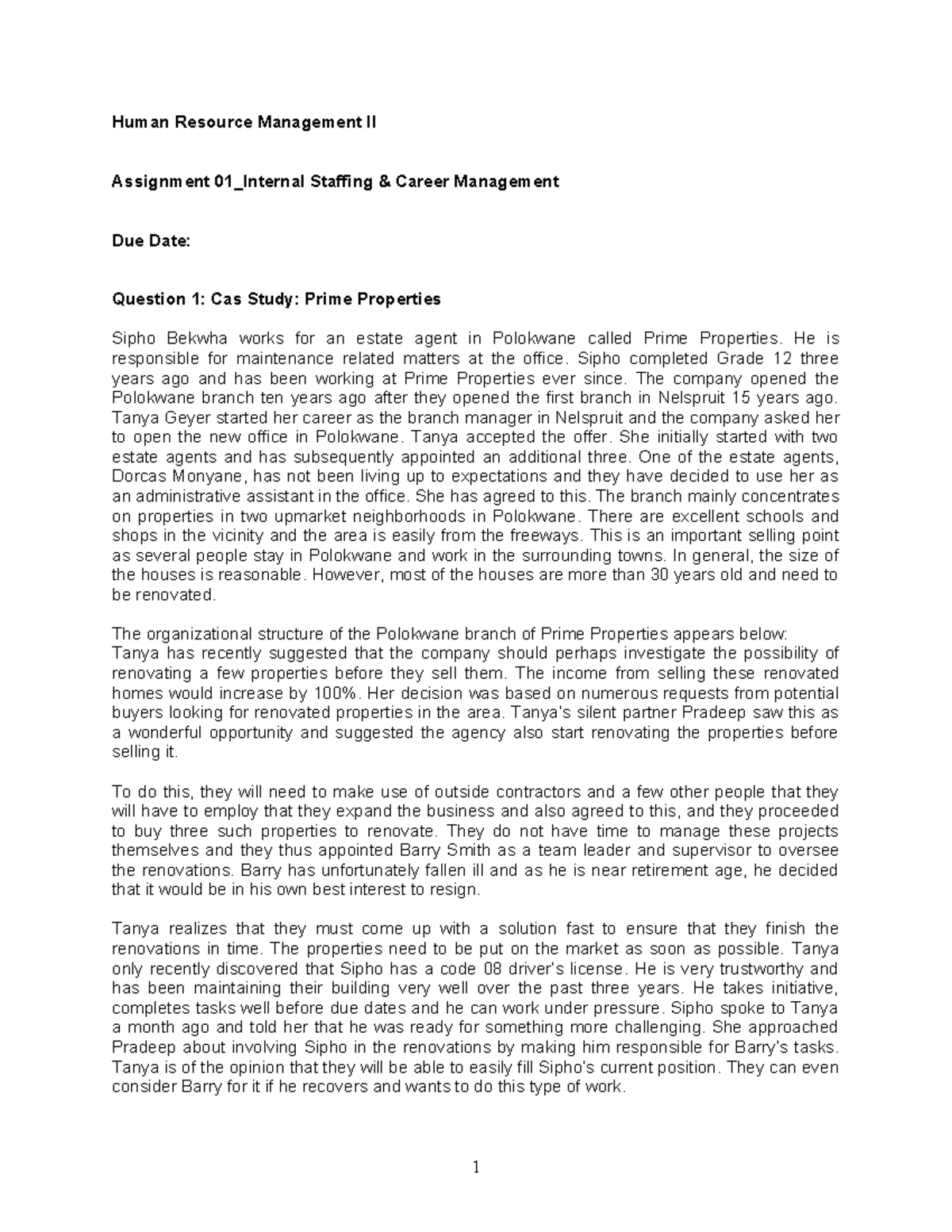 Group Assignment 01 HRM 2 2024 - Human Resource Management II ...