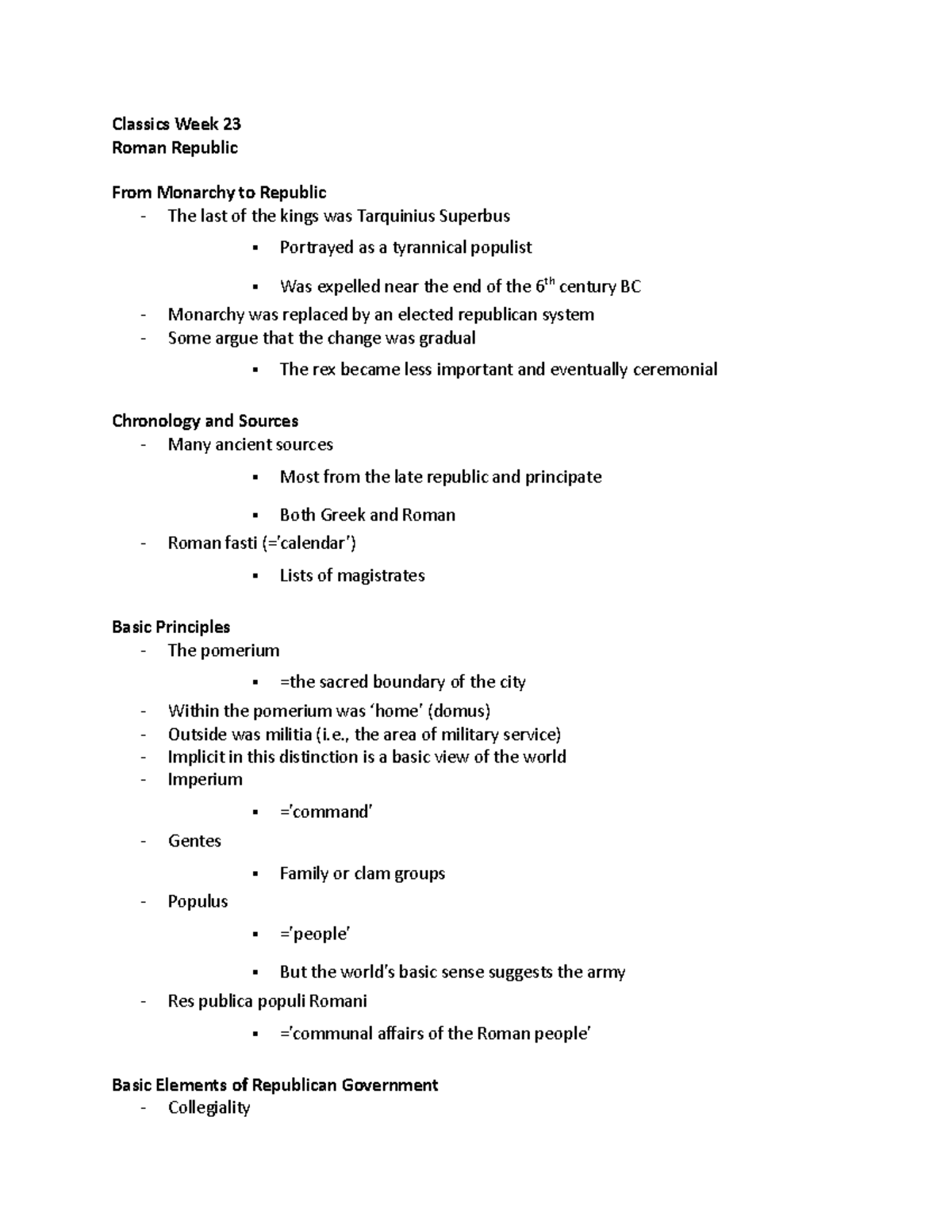 Classics+Week+23 - Classics 1000 Week 23 Notes - Classics Week 23 Roman ...