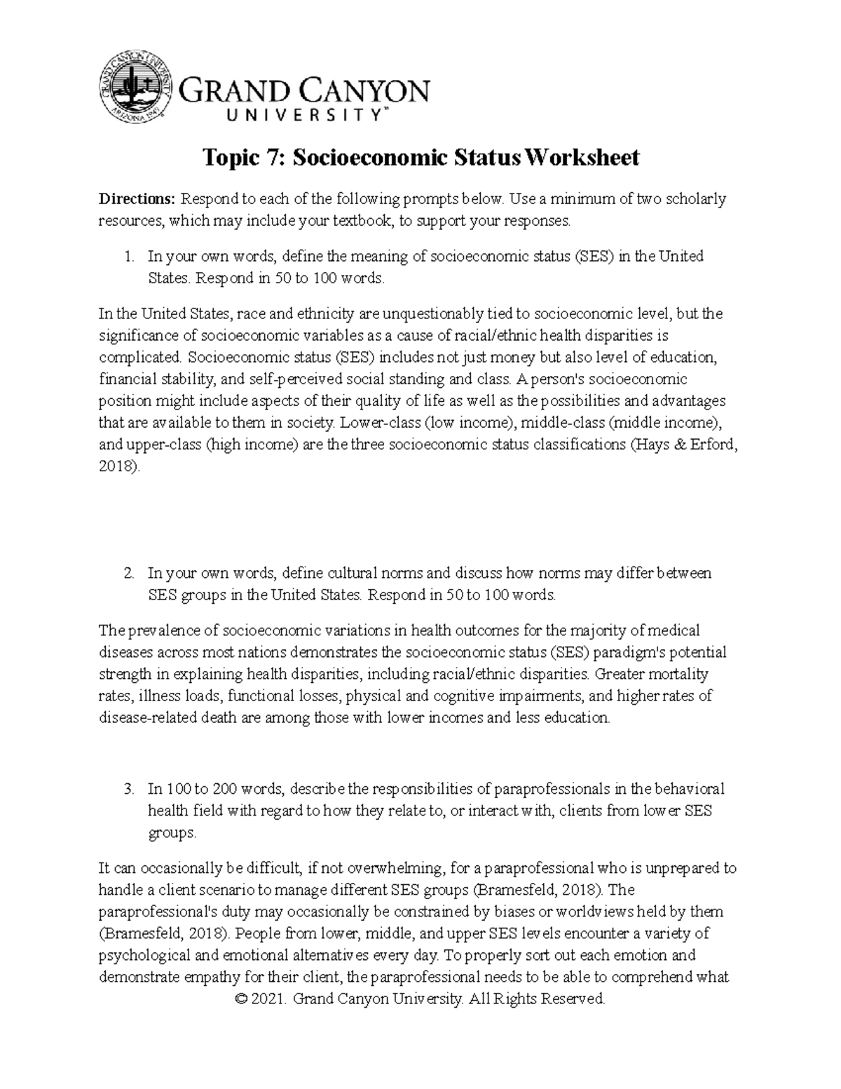 BHS 330 RS T7 SESWorksheet - Topic 7: Socioeconomic Status Worksheet ...