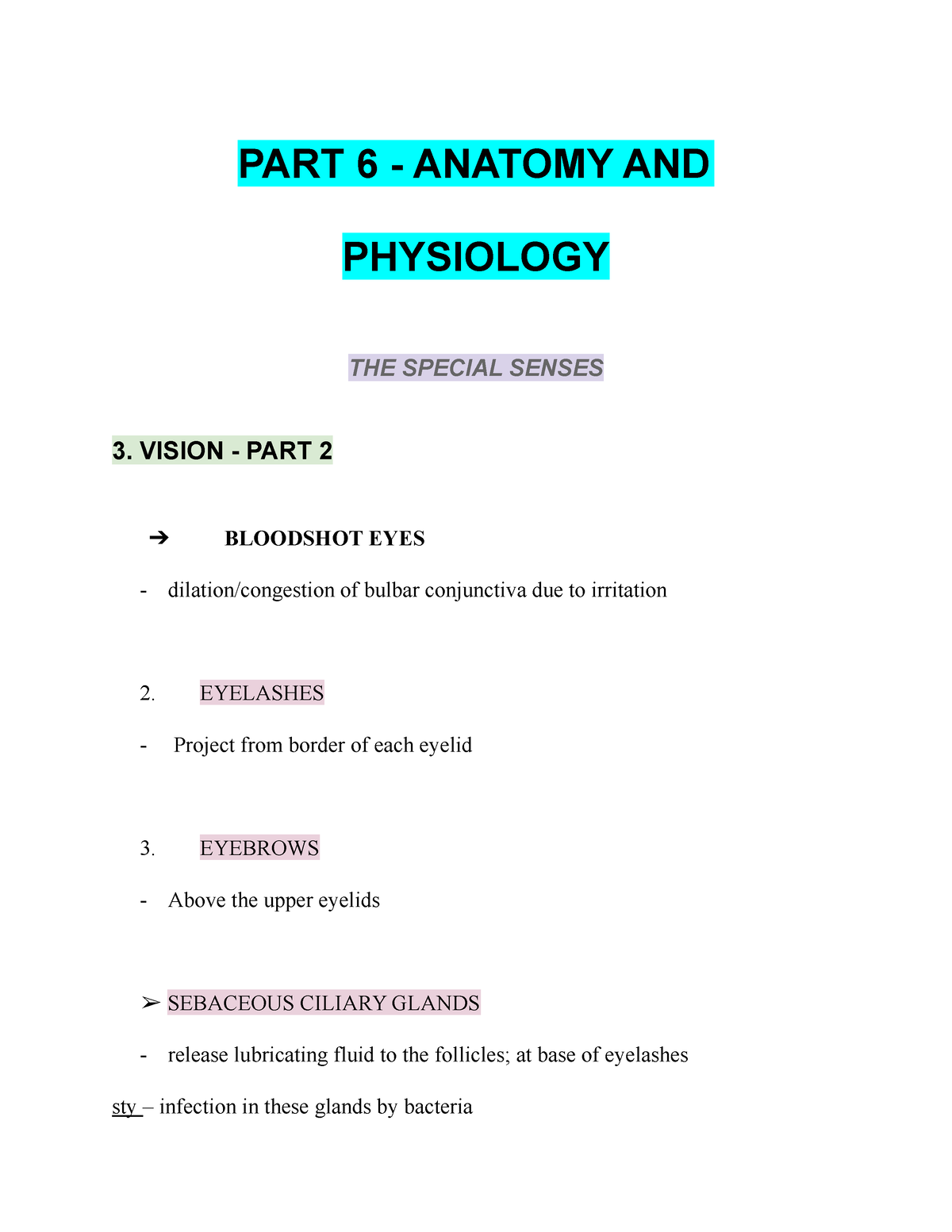 PART 6 - Anatomy AND Physiology - PART 6 - ANATOMY AND PHYSIOLOGY THE ...