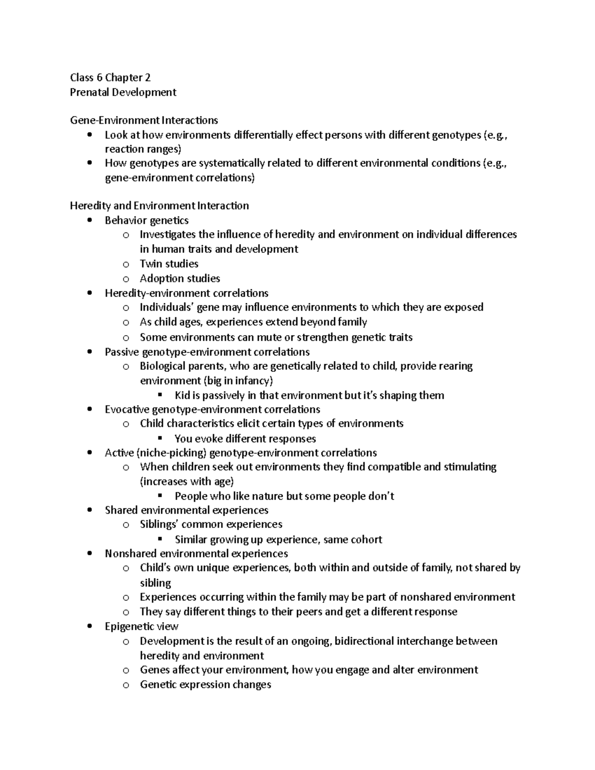 Class 6 Chapter 2 - Lecture notes 6 - Class 6 Chapter 2 Prenatal ...