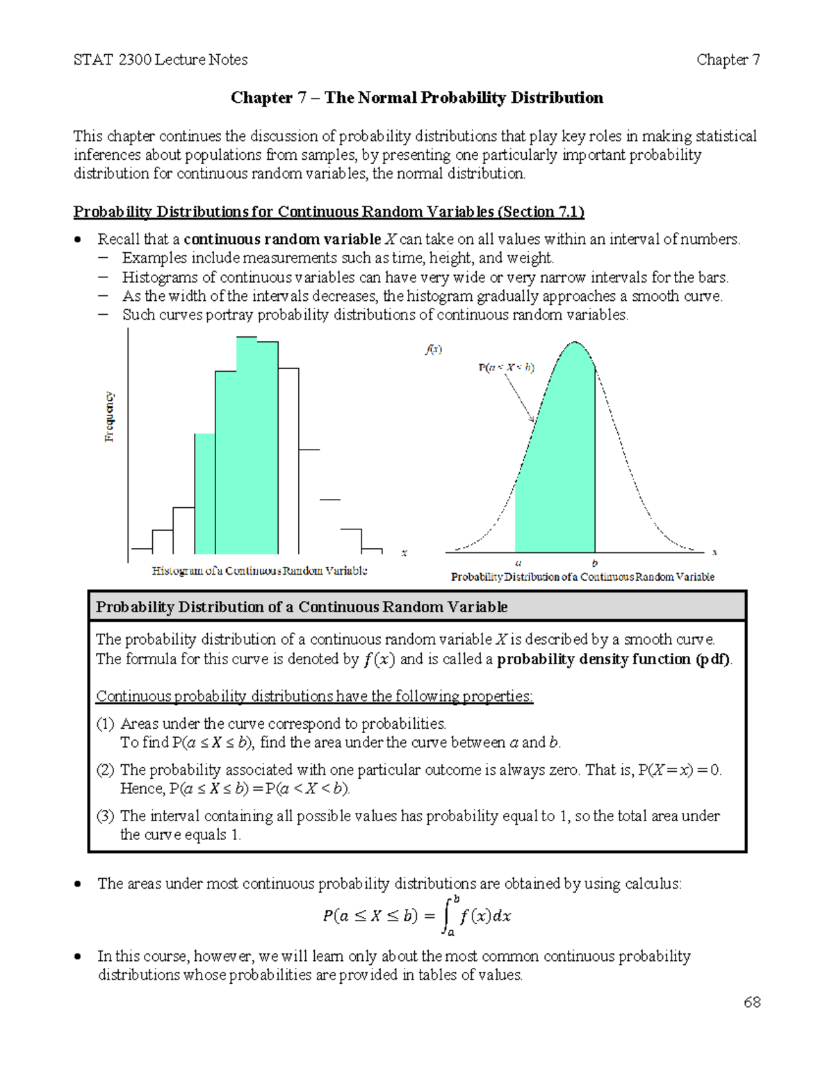 Chapter 7 Notes Fall 22 - Chapter 7 – The Normal Probability ...