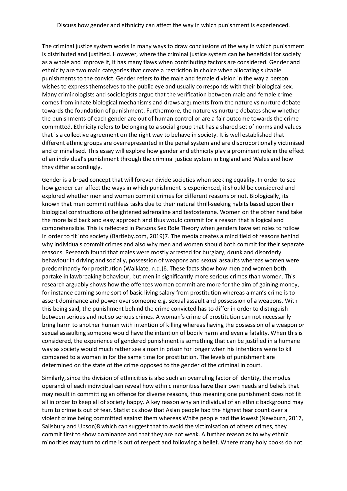 Essay 2- gender and ethnicity - Warning: TT: undefined function: 32 ...