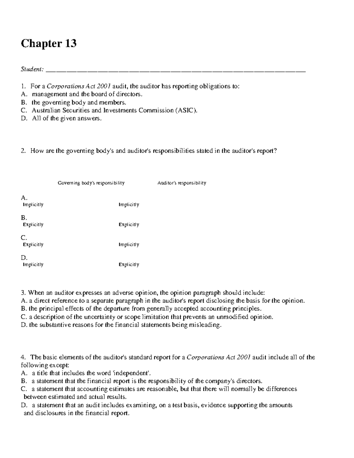 Chapter 13 - TEST BANK - Chapter 13 Student: - Studocu