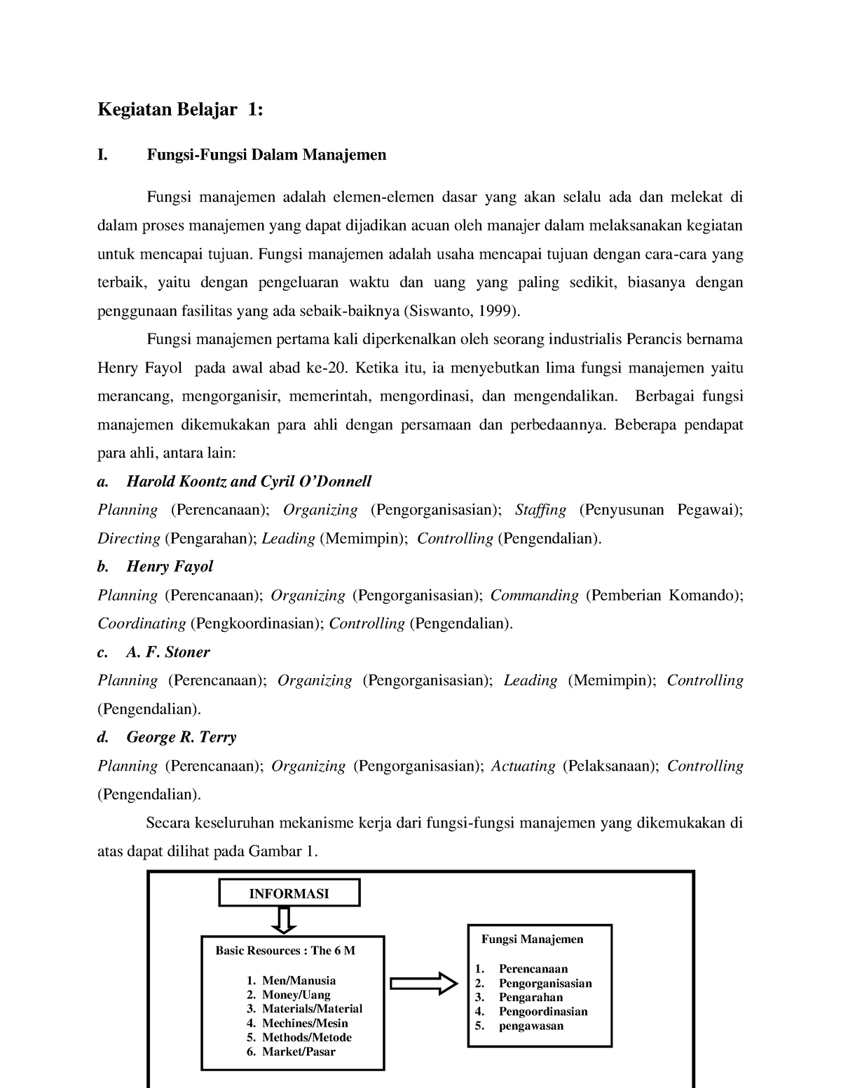 Fungsi-Fungsi Dalam Manajemen - Kegiatan Belajar 1: I. Fungsi-Fungsi ...