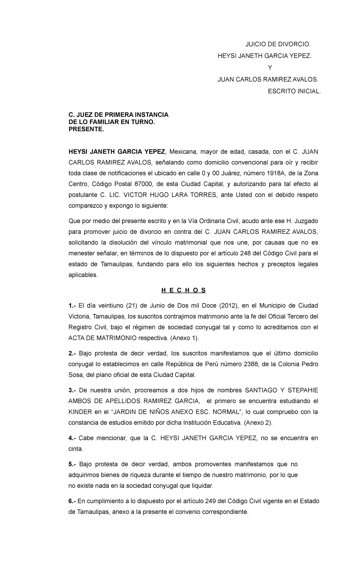 Escrito Para Solicitar Sentencia De Divorcio Incausado Diario Hot Sex