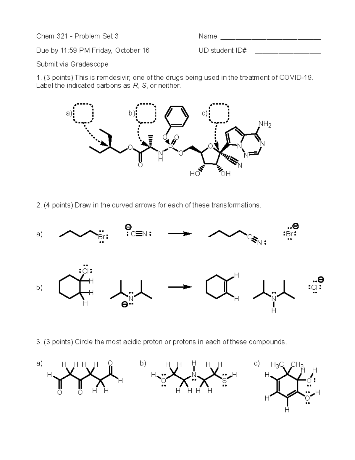 Chem 321 2020 Fall Problem Set 3 - Due By 11:59 PM Friday, October 16 ...