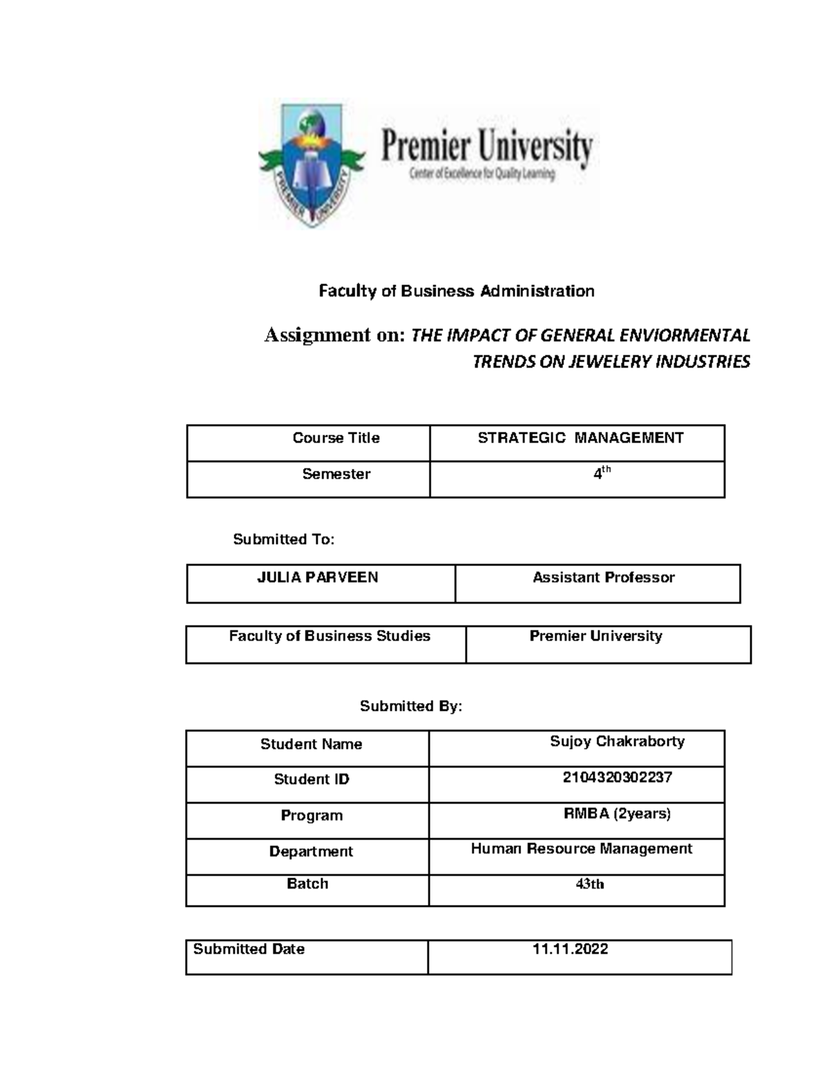 higher business assignment understanding standards