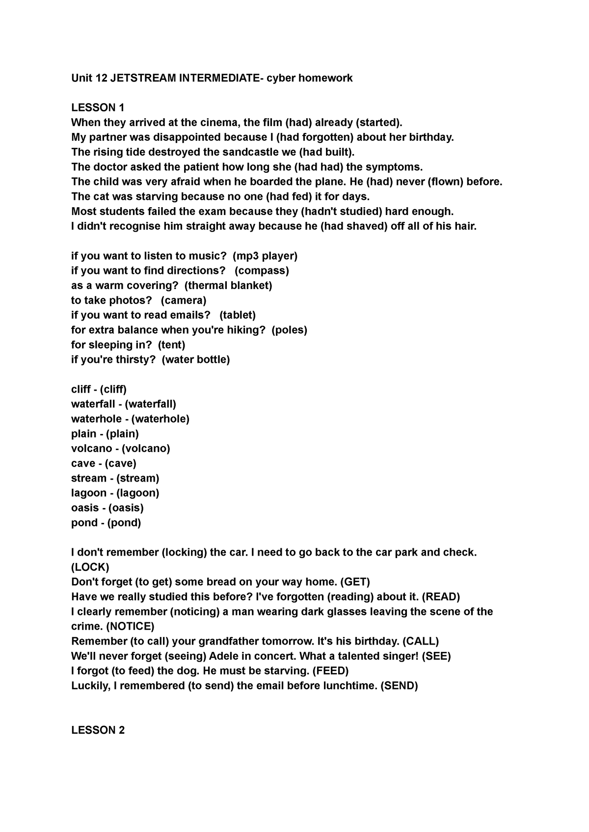 Unit 12 Jetstream Intermediate- Cyber Homework - Unit 12 JETSTREAM ...