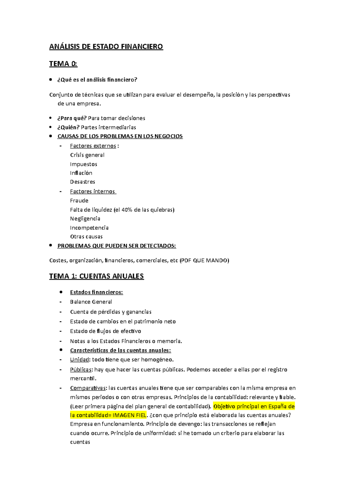 TEMA 1 Cuentas Anuales T0 - ANÁLISIS DE ESTADO FINANCIERO TEMA 0: ¿Qué ...
