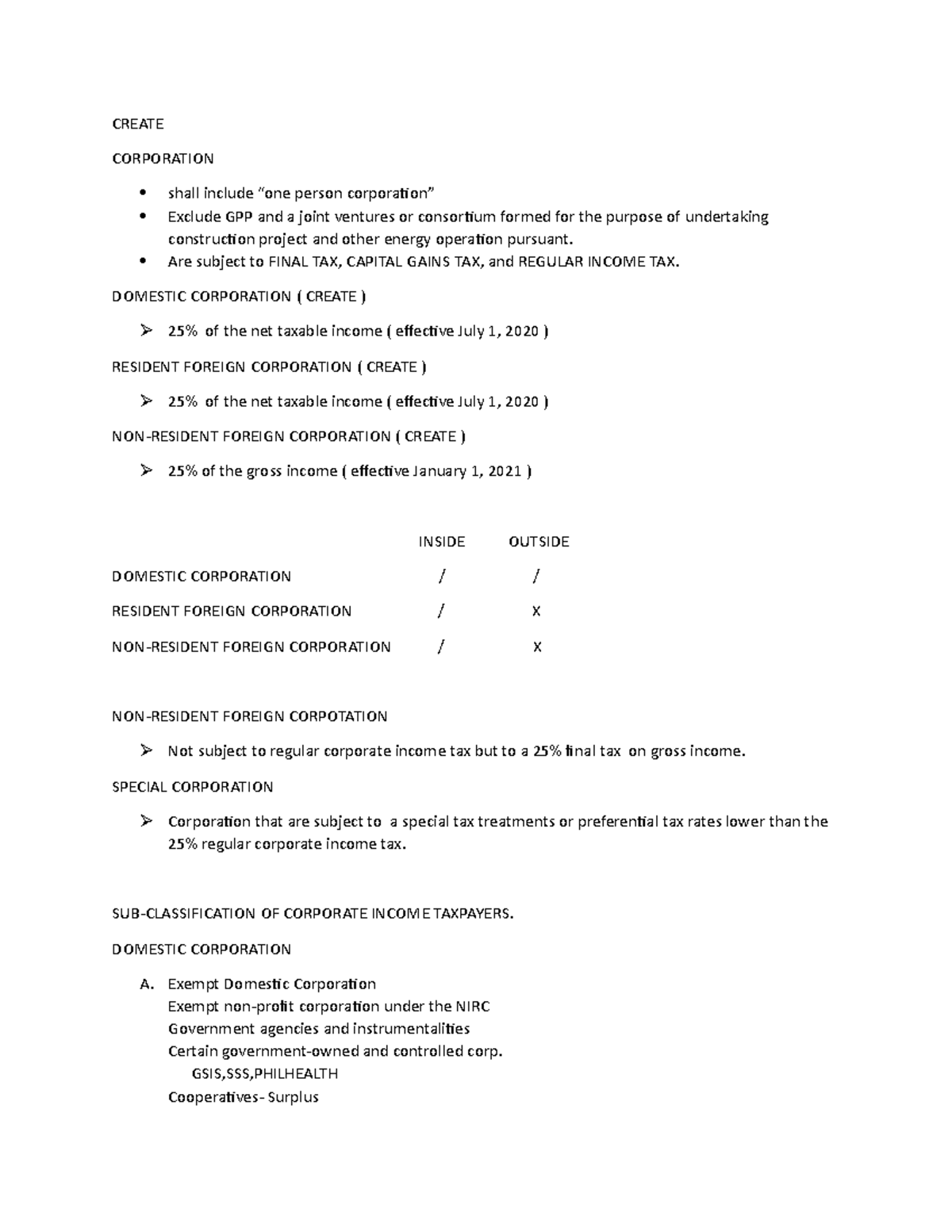 Create law of the Philippines: Income taxation - CREATE CORPORATION ...