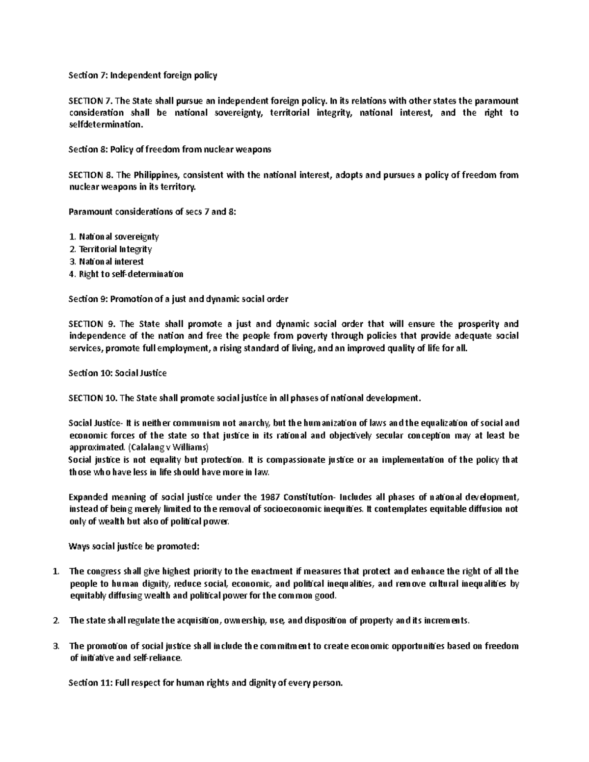 Section 7 Independent foreign policy - sec 21 - Laws on Obligations and ...