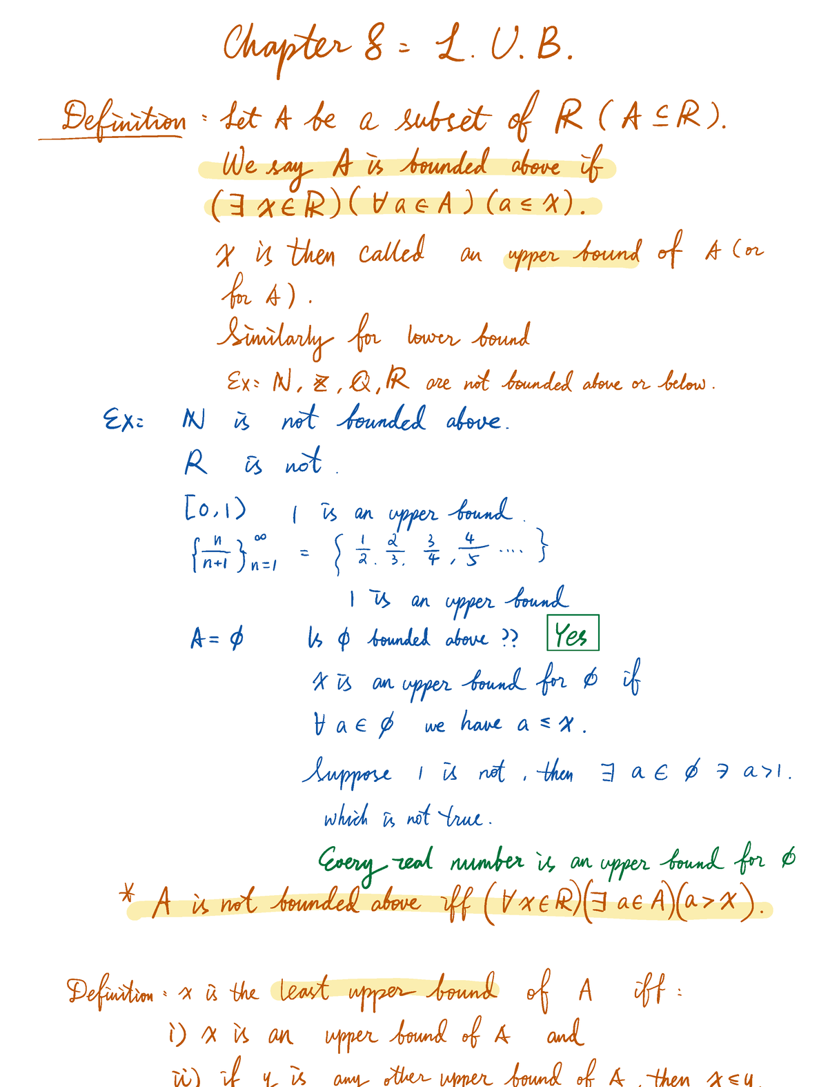 Chapter 8 L.U.B. bounded def - Chapter 二 I.U r.Mniton be a subset of R ...