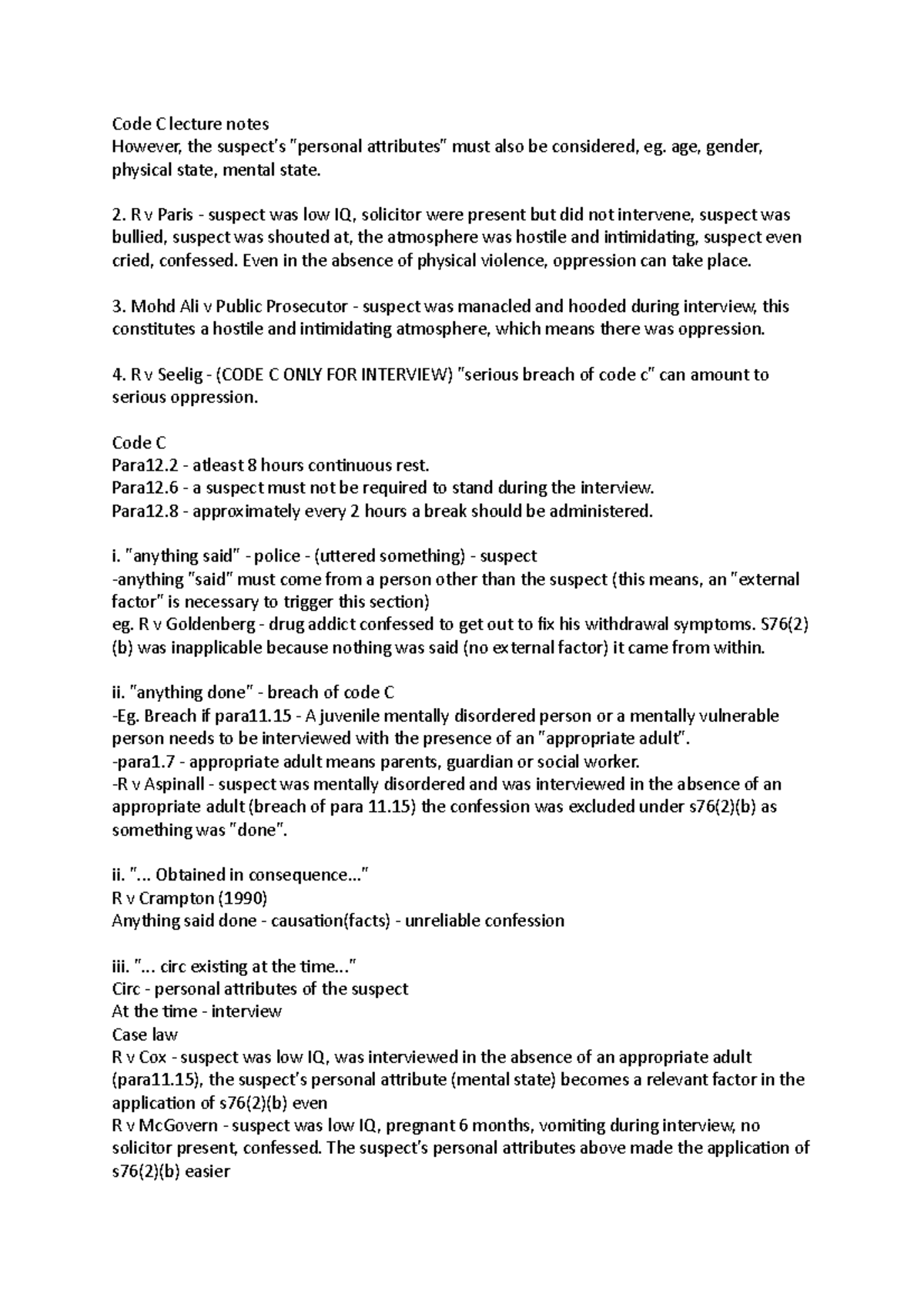 Code C lecture notes - Code C lecture notes However, the suspect's ...
