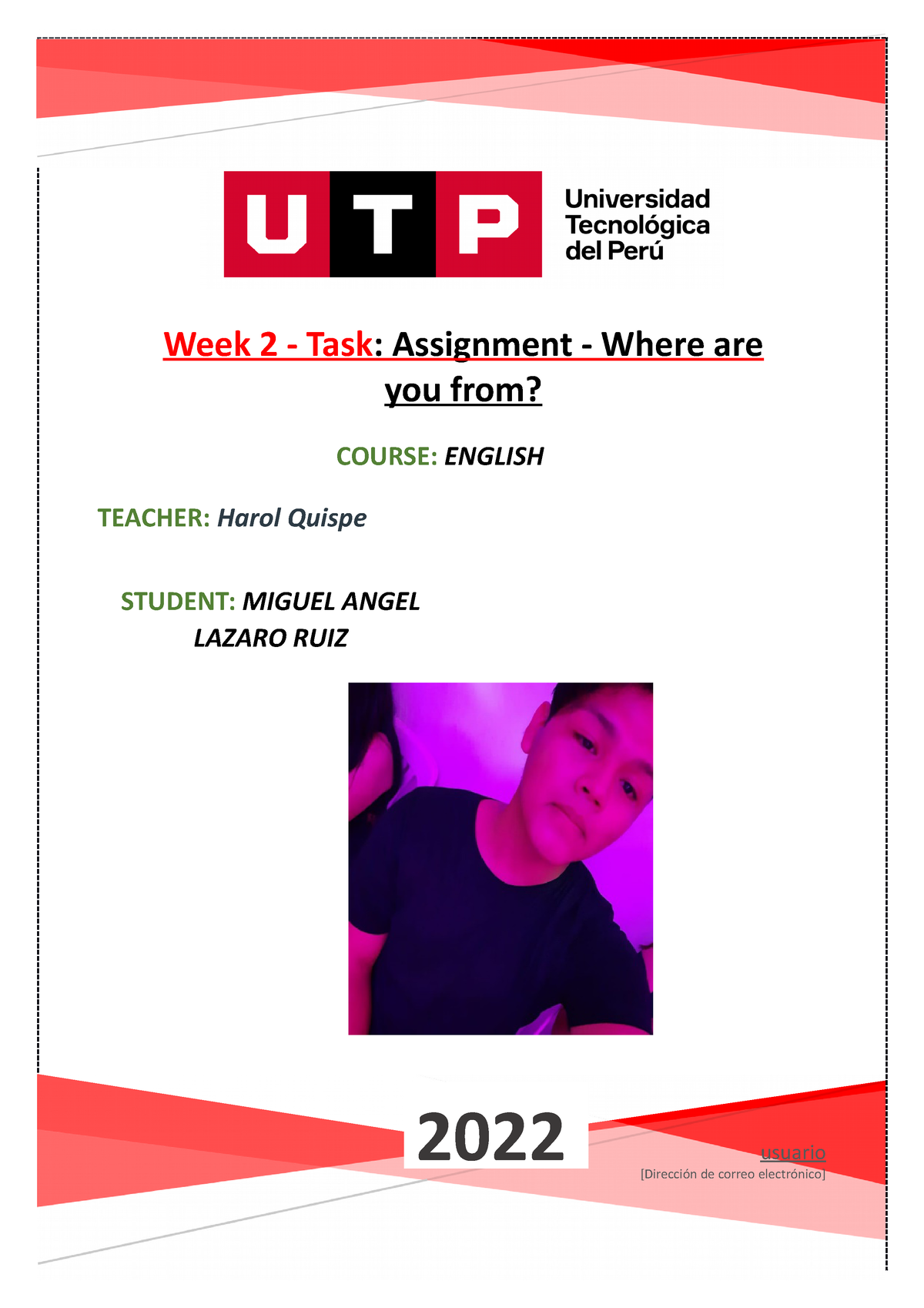 week 02 task assignment where are you from utp