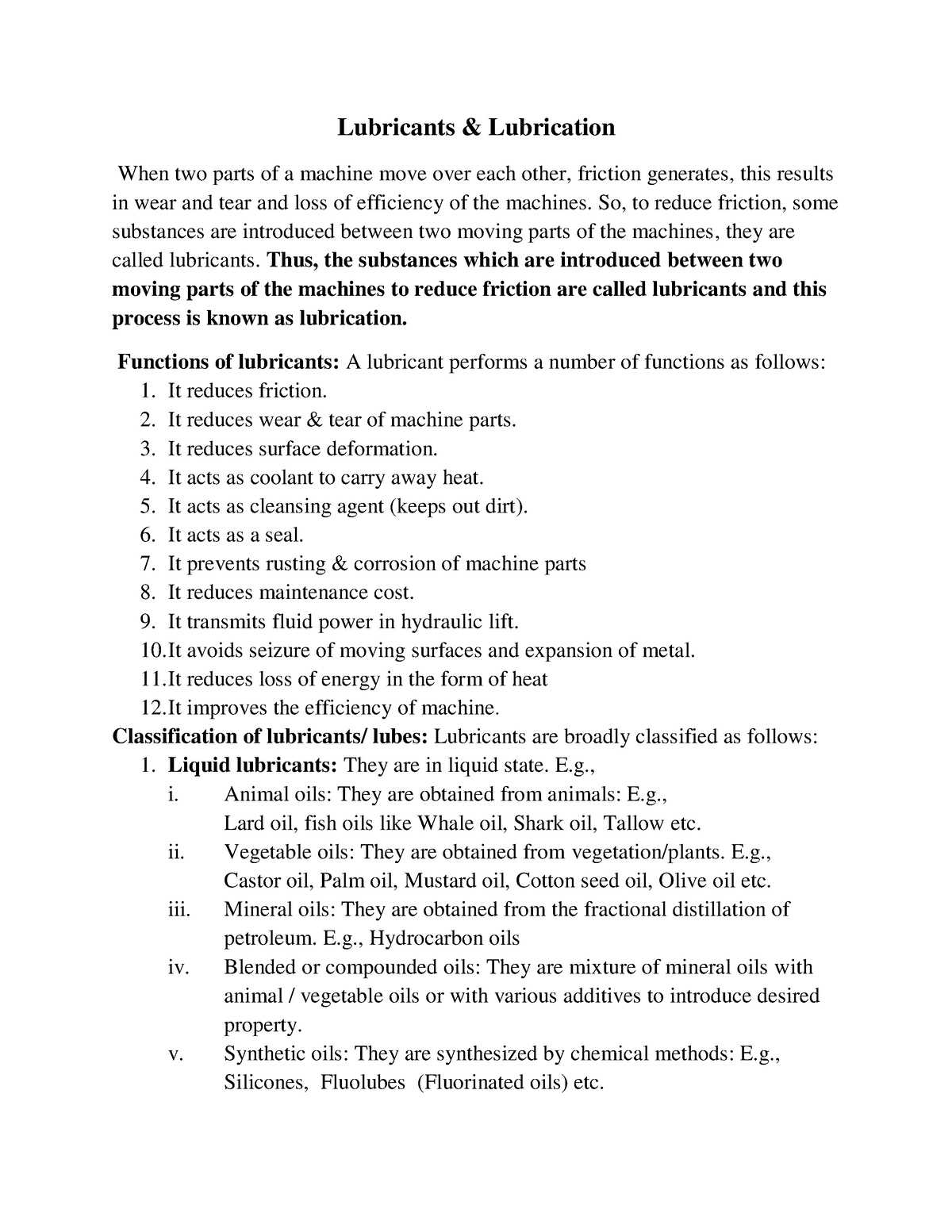 Lubricants And Lubrication - Lubricants & Lubrication When Two Parts Of ...