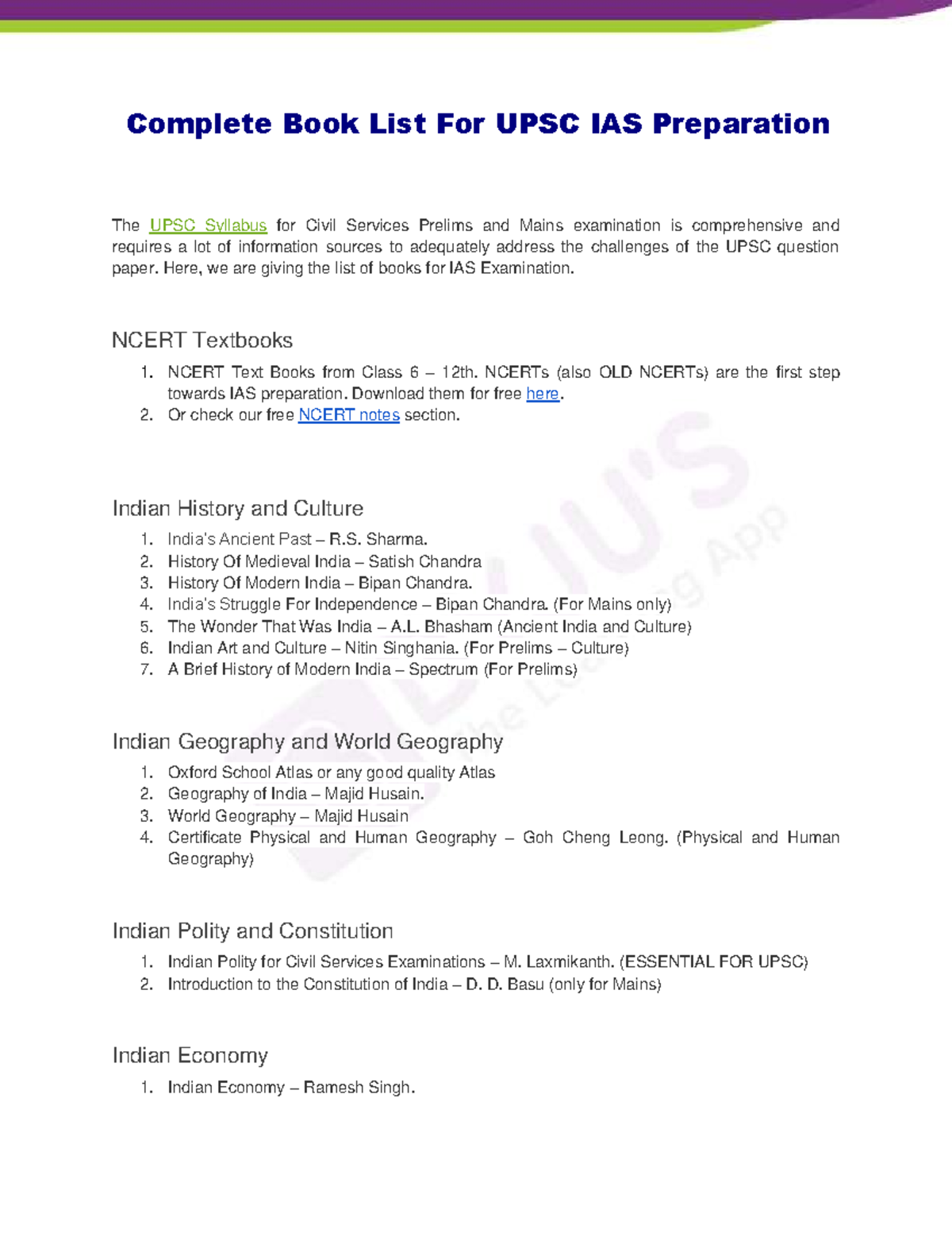 UPSC-Books-List-PDF 221013 012120 - Complete Book List For UPSC IAS ...