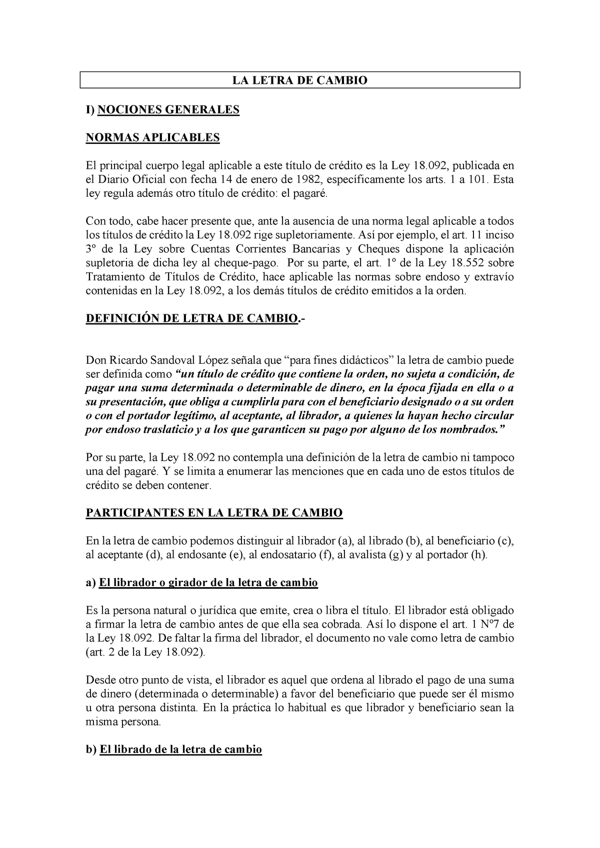 2 Letra De Cambio Ley Definicion Y Participantes La Letra De Cambio I Nociones Generales 7922