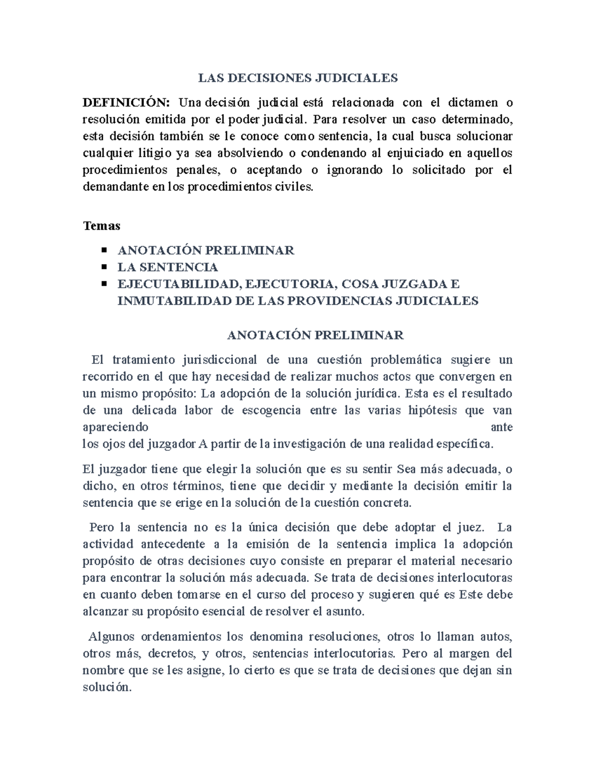 Las Decisiones Judiciales - LAS DECISIONES JUDICIALES DEFINICIÓN: Una ...