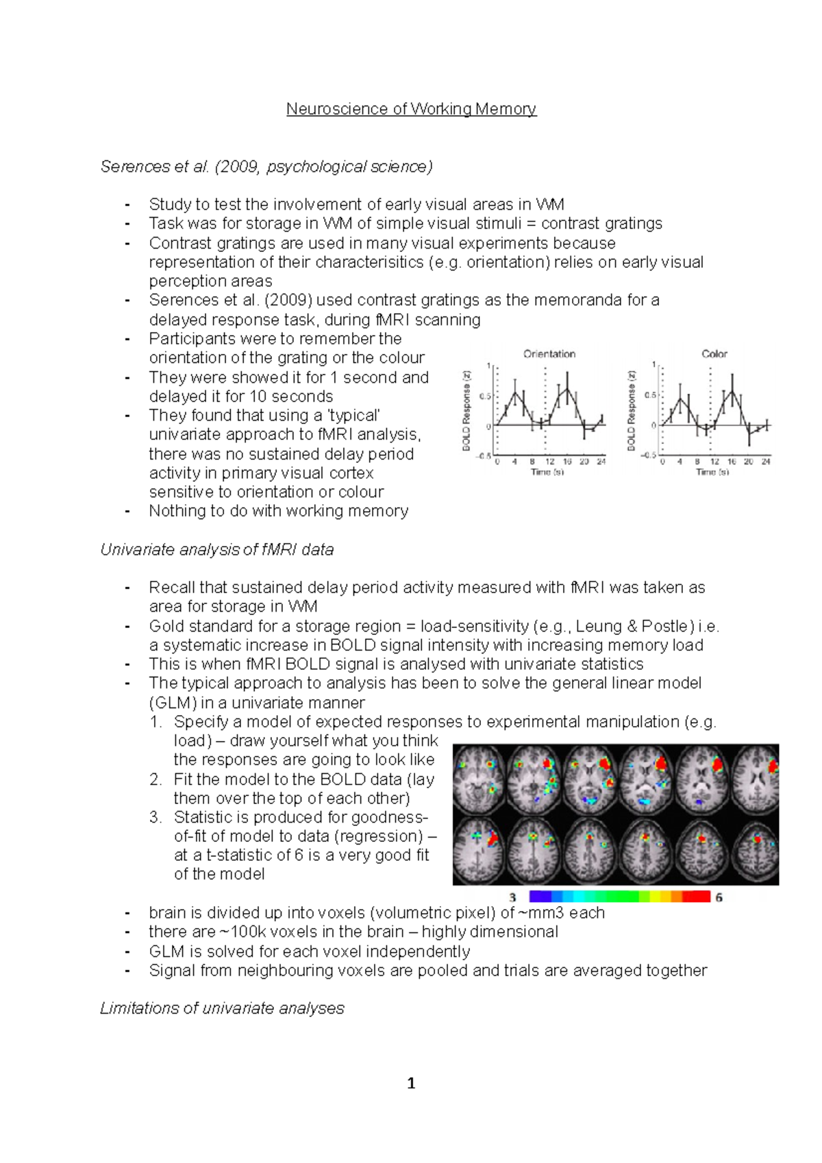 Lecture 6 Working Memory 2 - Neuroscience of Working Memory Serences et ...