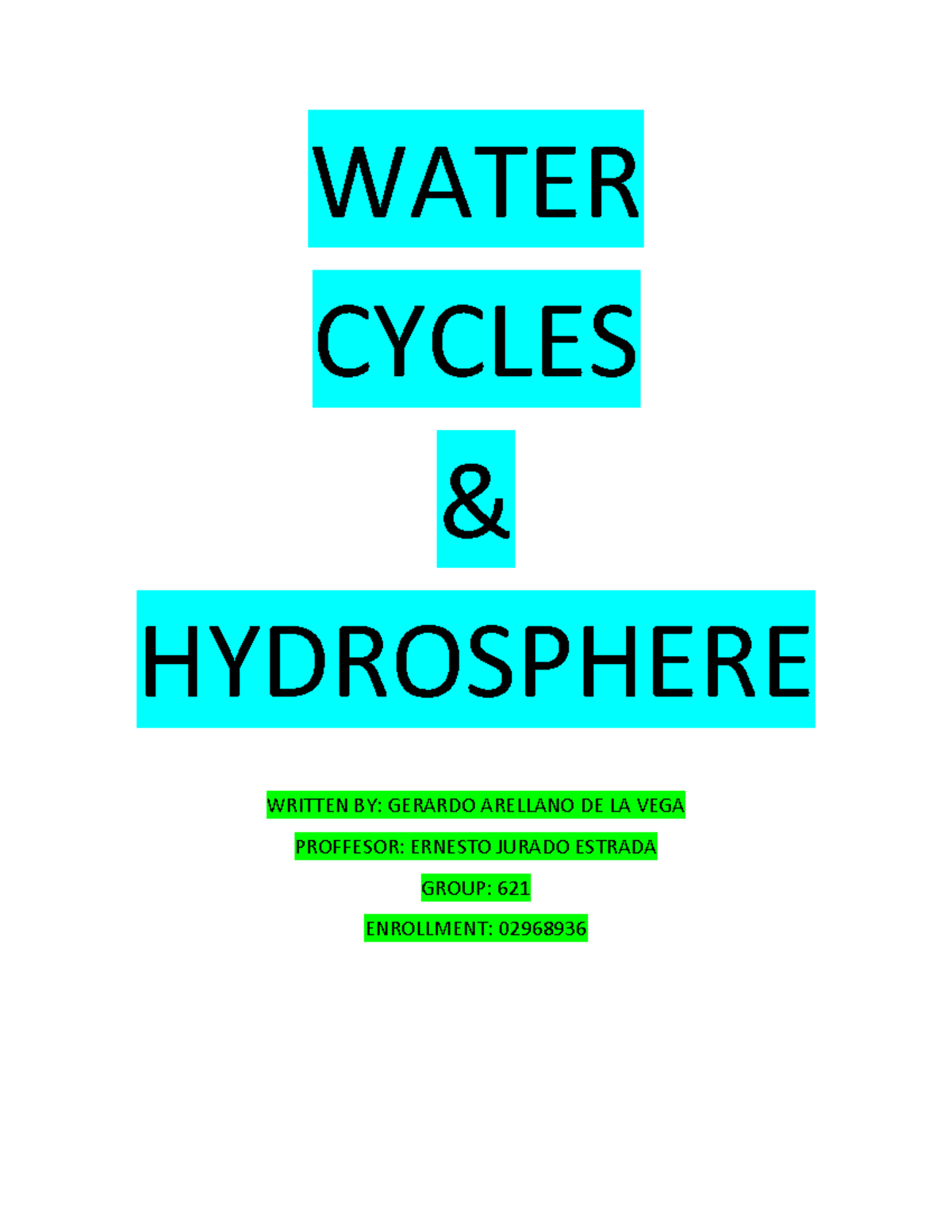 how to write an essay about water cycle