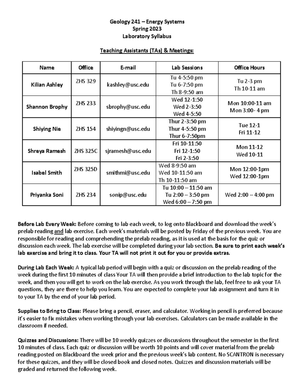 GEOL 241 Lab Syllabus - Geology 241 – Energy Systems Spring 2023 ...