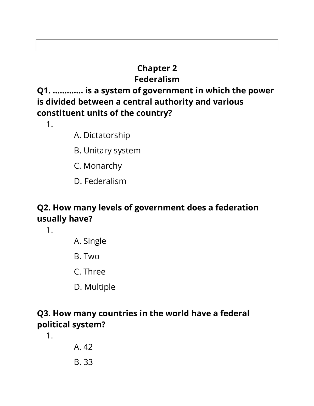 federalism essay questions