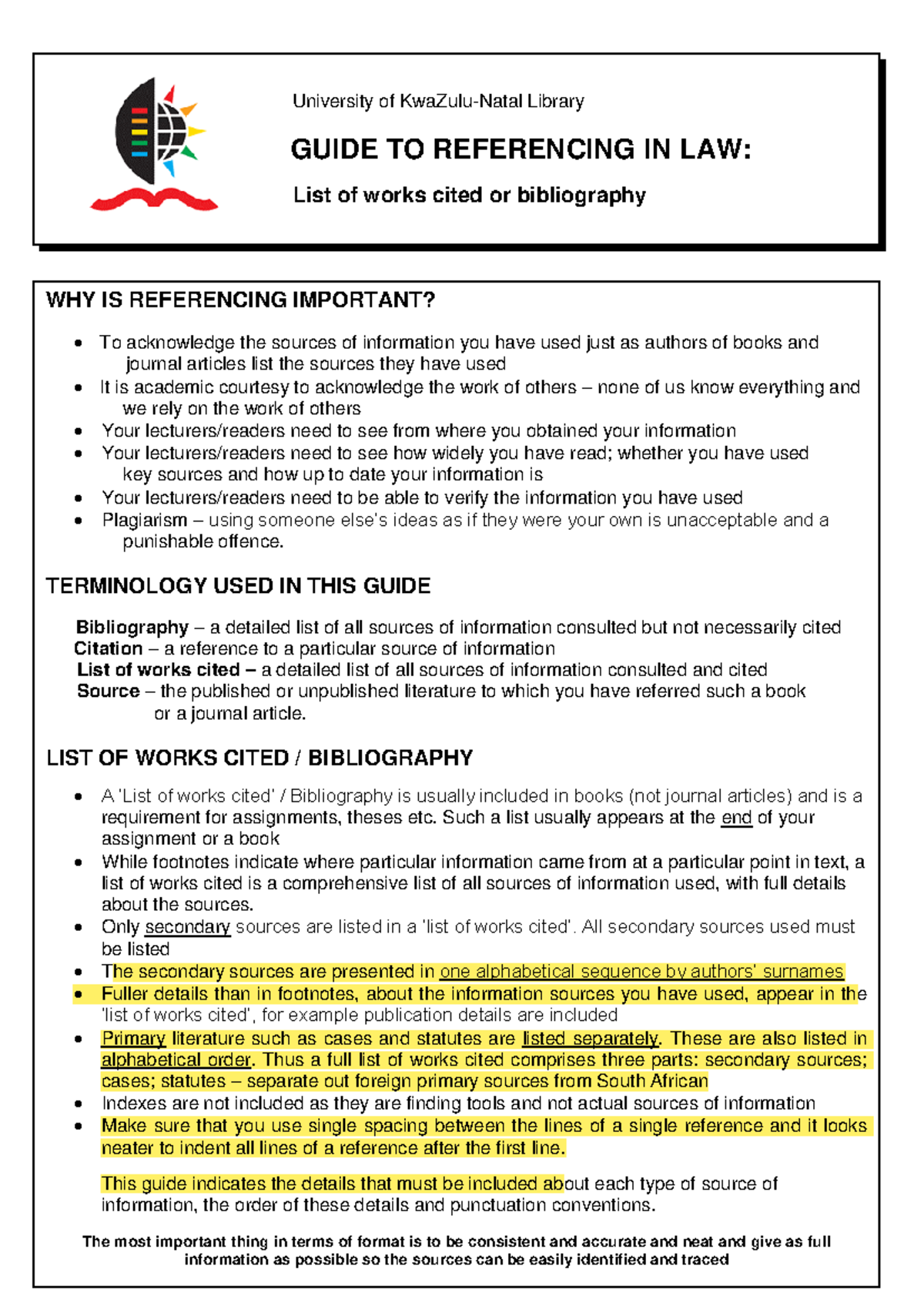 Ukzn ref bib - University of KwaZulu-Natal Library GUIDE TO REFERENCING ...