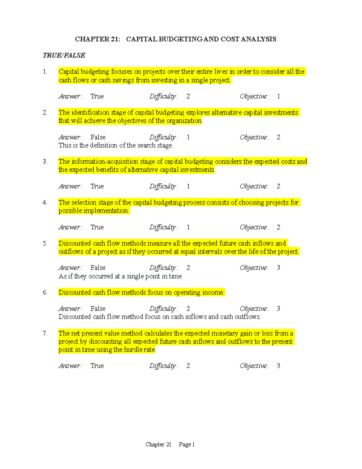 Ch21tif accounting management - CHAPTER 21: CAPITAL BUDGETING AND COST ...
