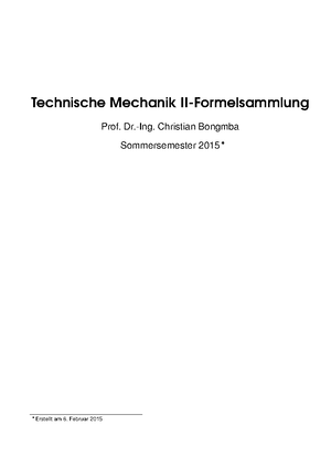 Technische Mechanik I-Formelsammlung - Technische Mechanik I ...