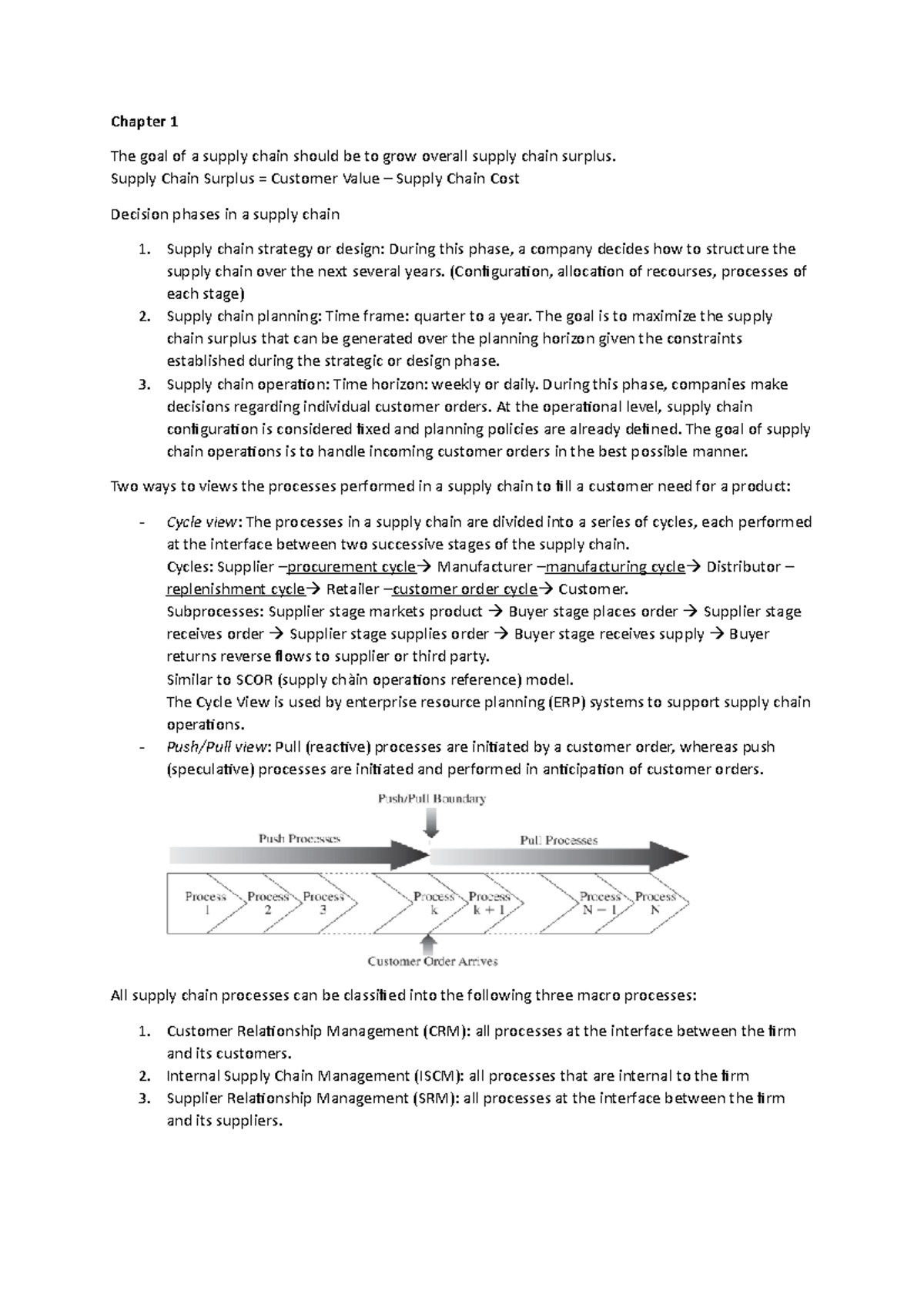 Summary Supply Chain Management ch1 + part ch2 - Chapter 1 The goal of ...