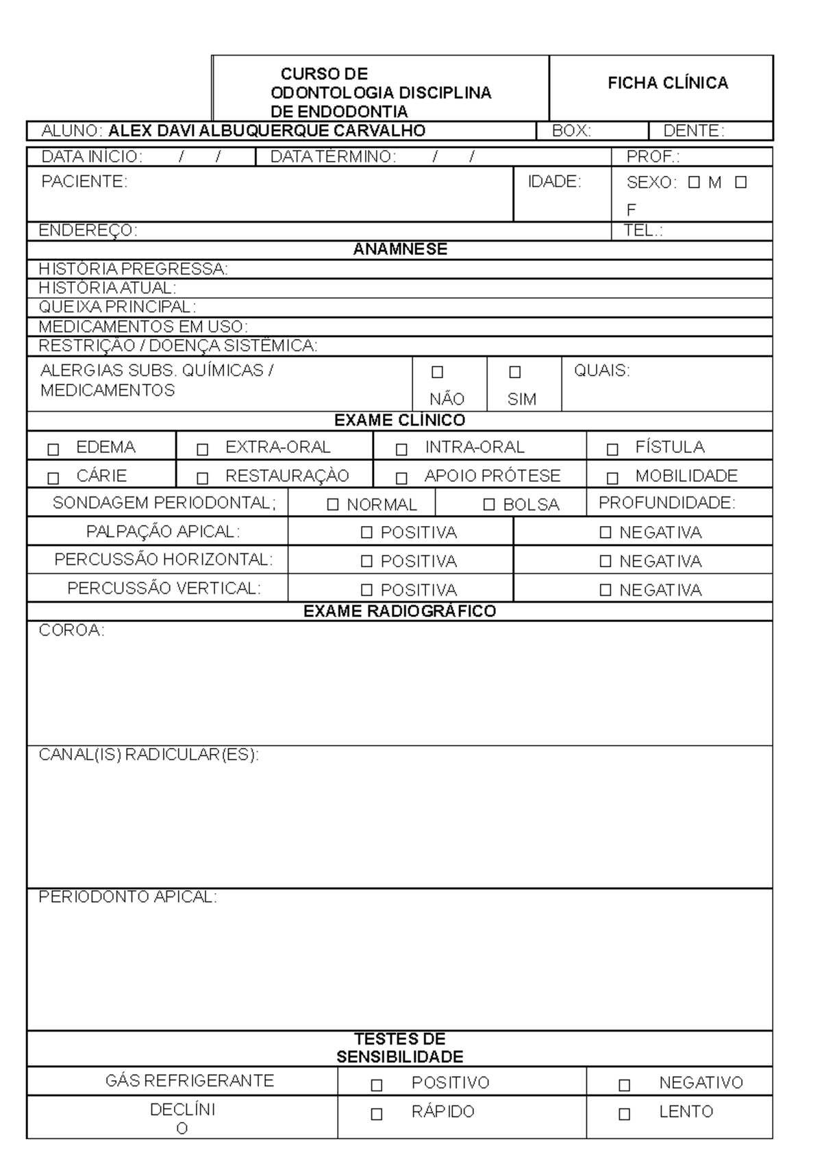 Anamnese e ficha clínica odontológica