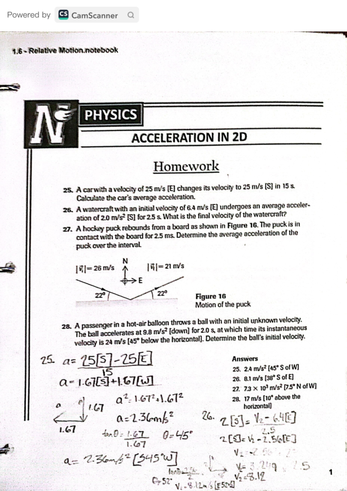 Kinematics Acceleration in 2D Practice Questions with Answers ...