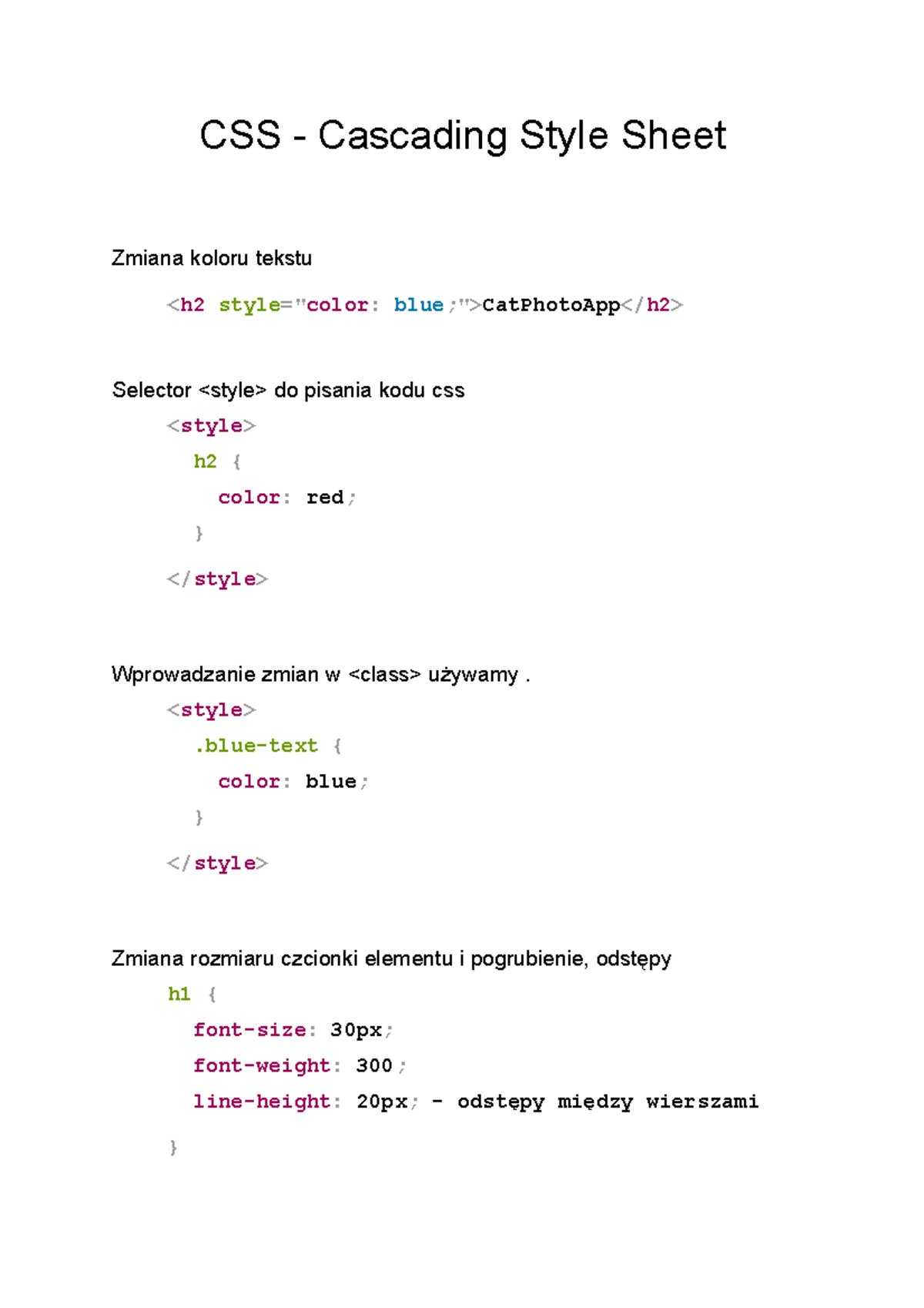 CSS - Cascading Style Sheet - CSS - Cascading Style Sheet Zmiana koloru ...