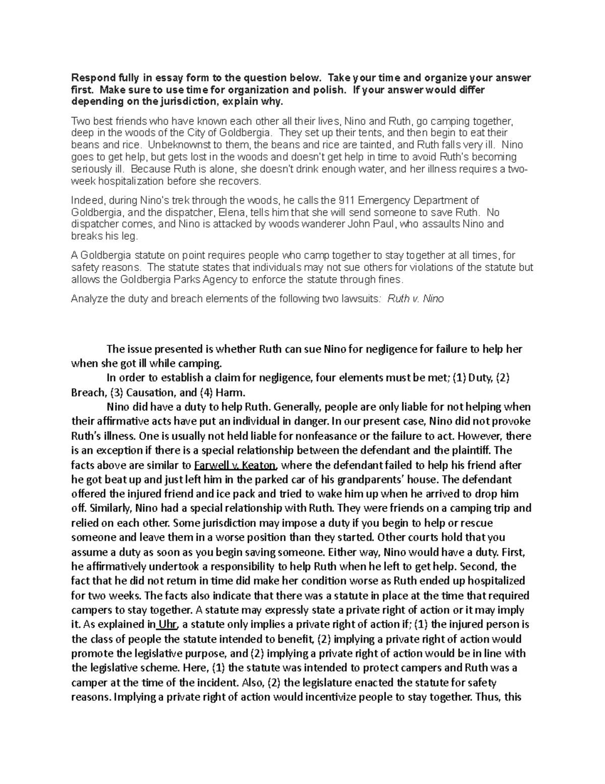 Goldberg practice essay - Respond fully in essay form to the question ...