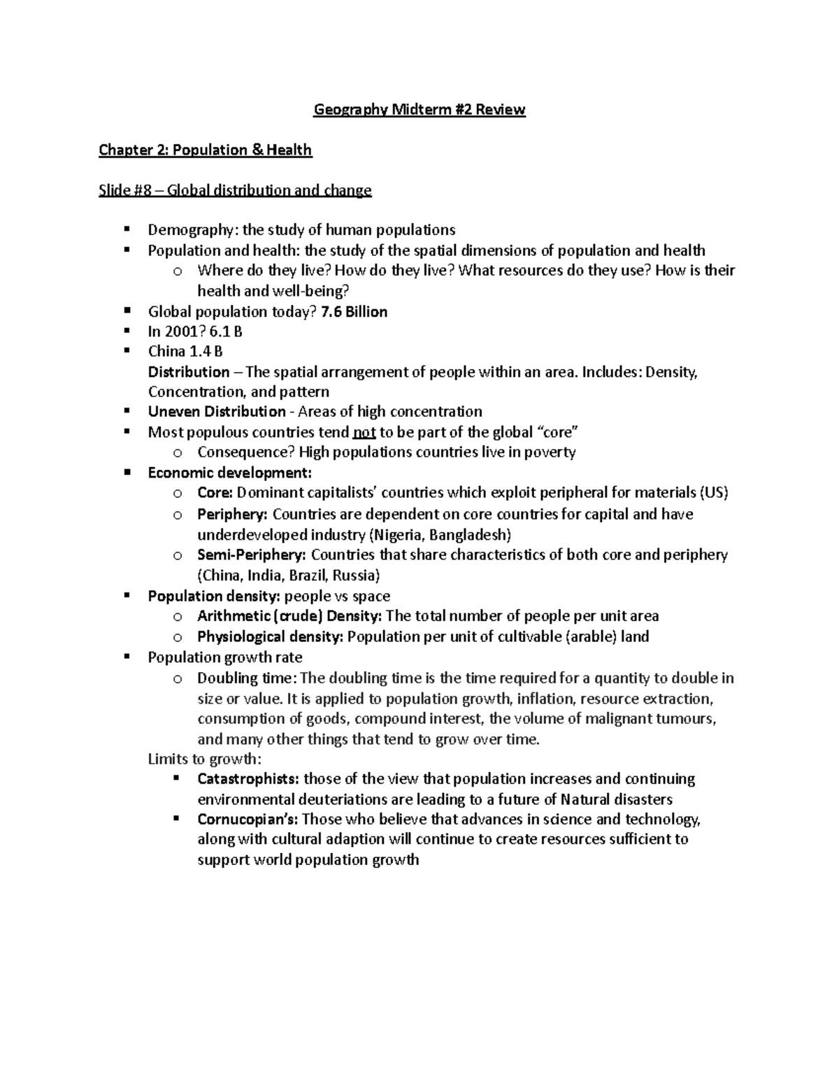 Geography Midterm #2 Review - Geography Midterm #2 Review Chapter 2 ...