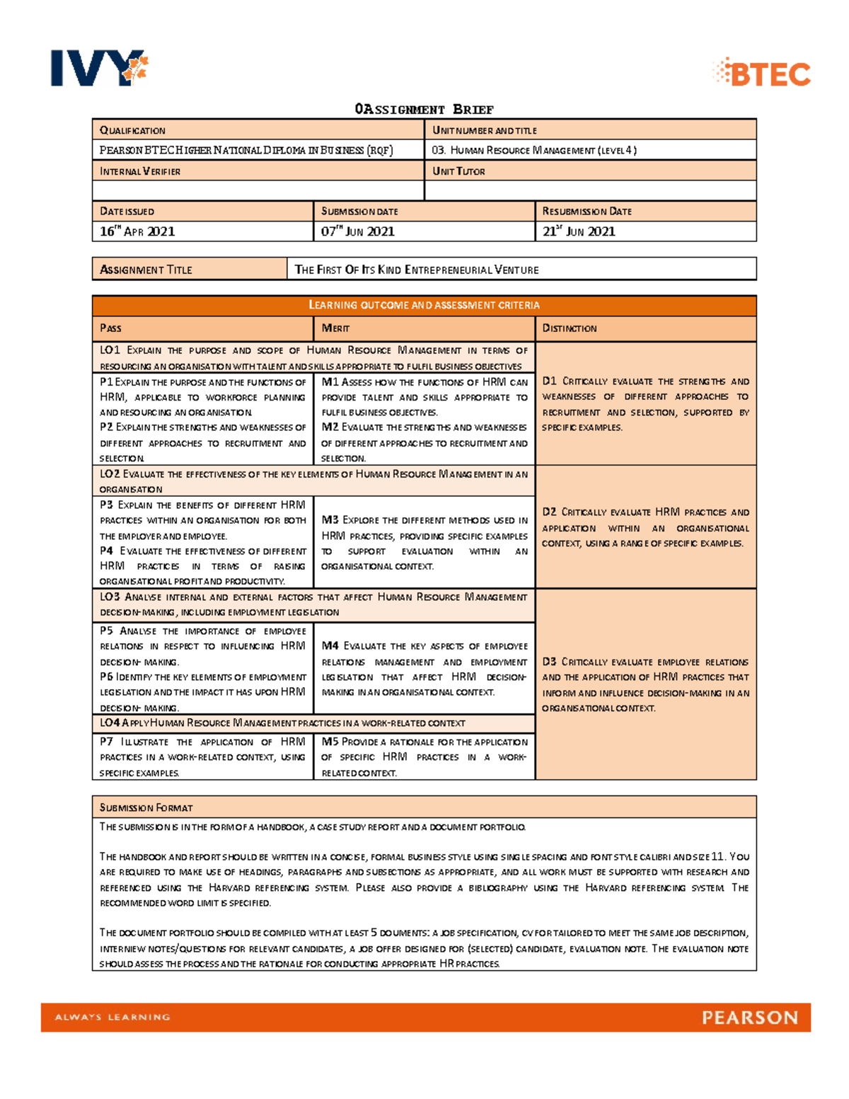 human resource management mba assignment