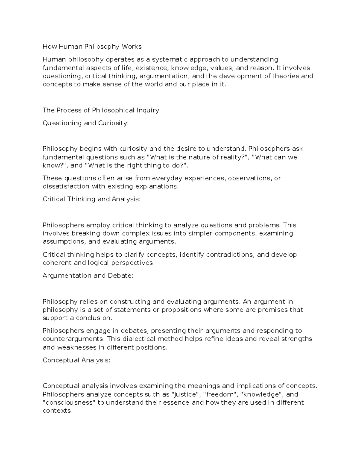 How Human Philosophy Works - How Human Philosophy Works Human ...